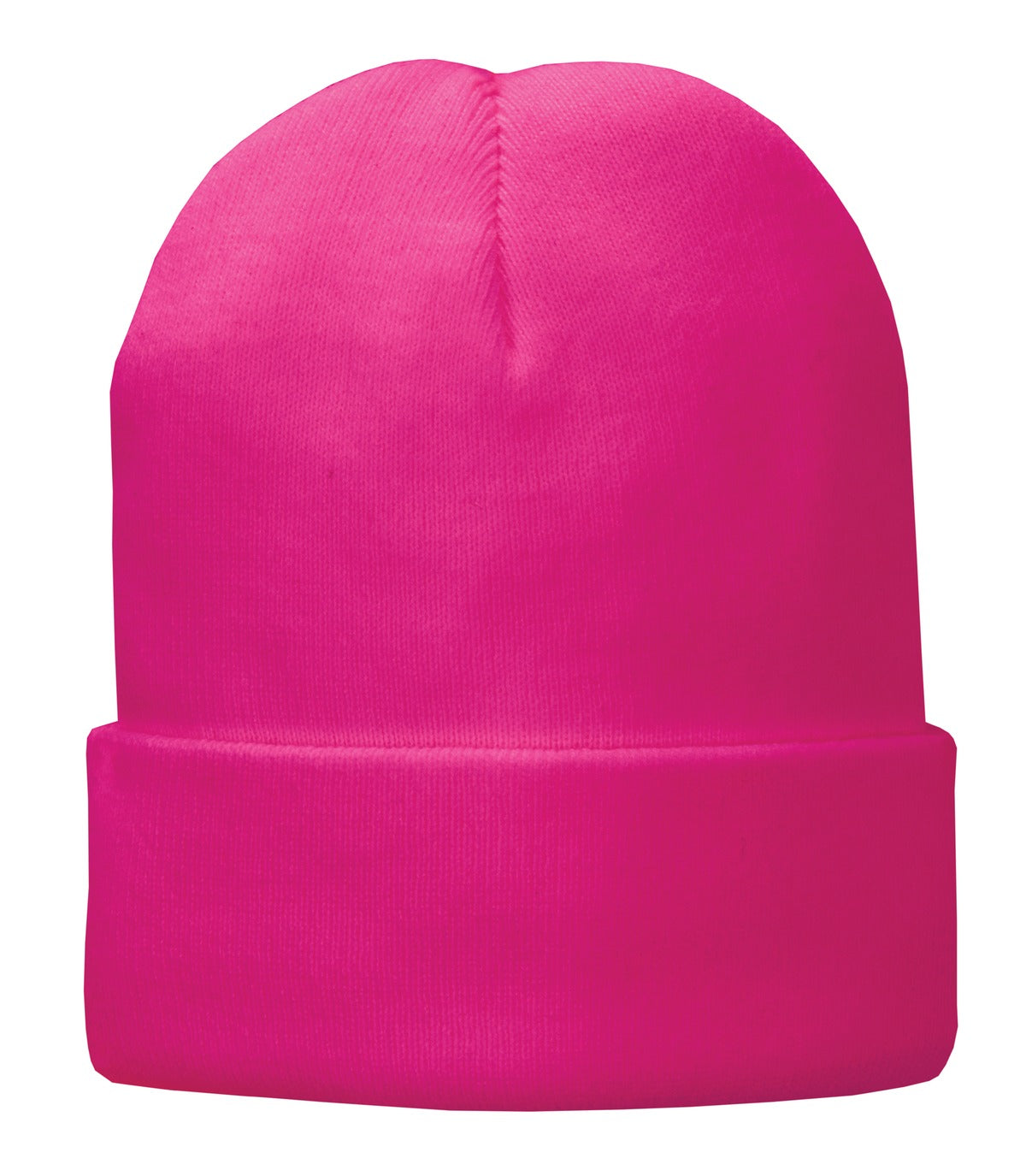 Custom Neon Pink Glo Fleece-Lined Knit Cap CP90L, personalized by SanCanDo Swag in Argyle, TX