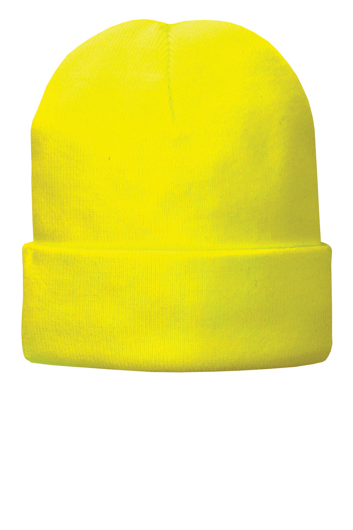 Custom Neon Yellow Fleece-Lined Knit Cap CP90L, personalized by SanCanDo Swag in Argyle, TX
