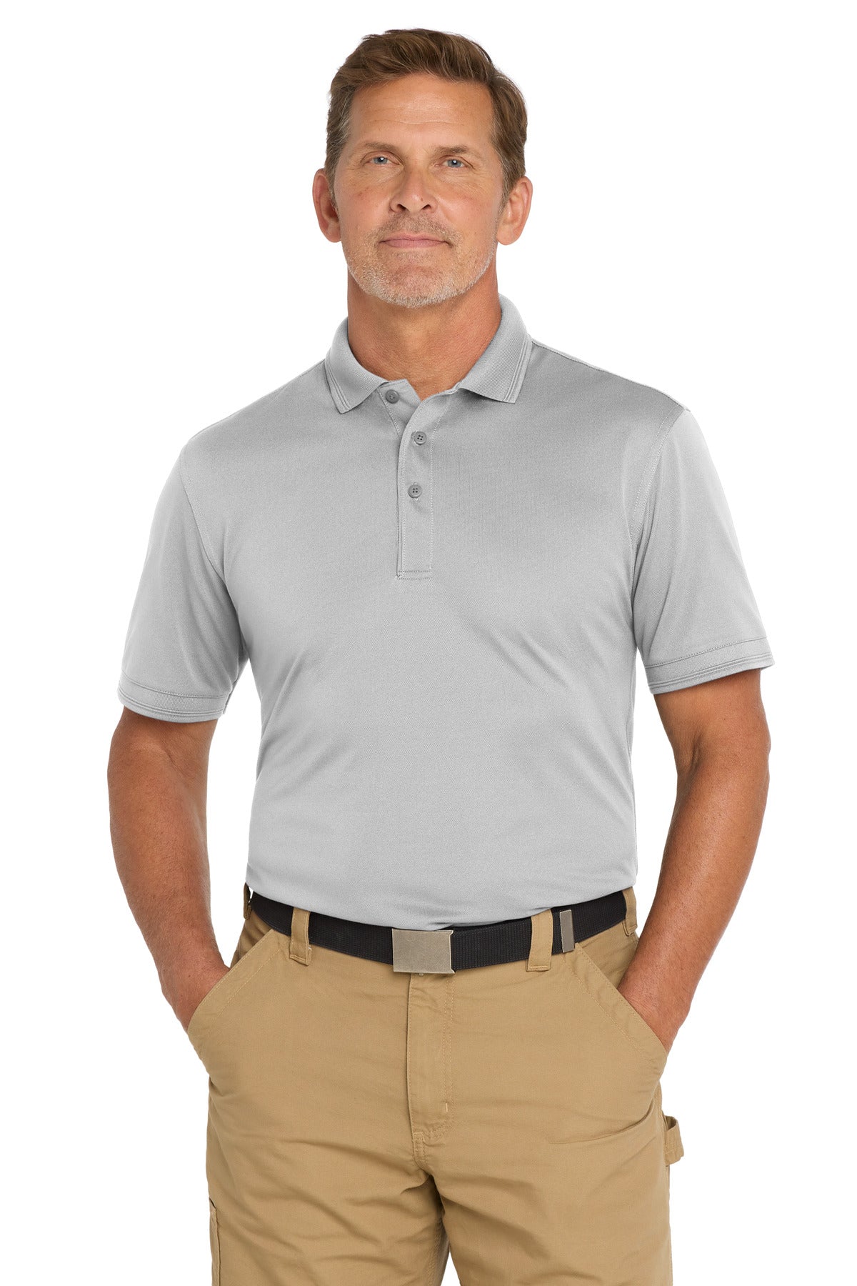 Custom Light Grey Industrial Snag-Proof Pique Polo CS4020, personalized by SanCanDo Swag in Argyle, TX