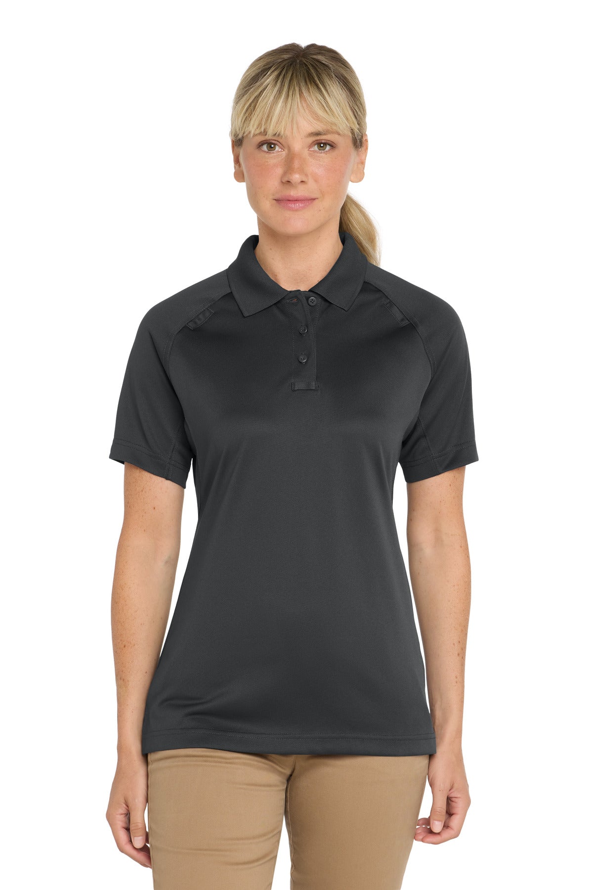 Custom Charcoal Women's Select Snag-Proof Tactical Polo CS411, personalized by SanCanDo Swag in Argyle, TX