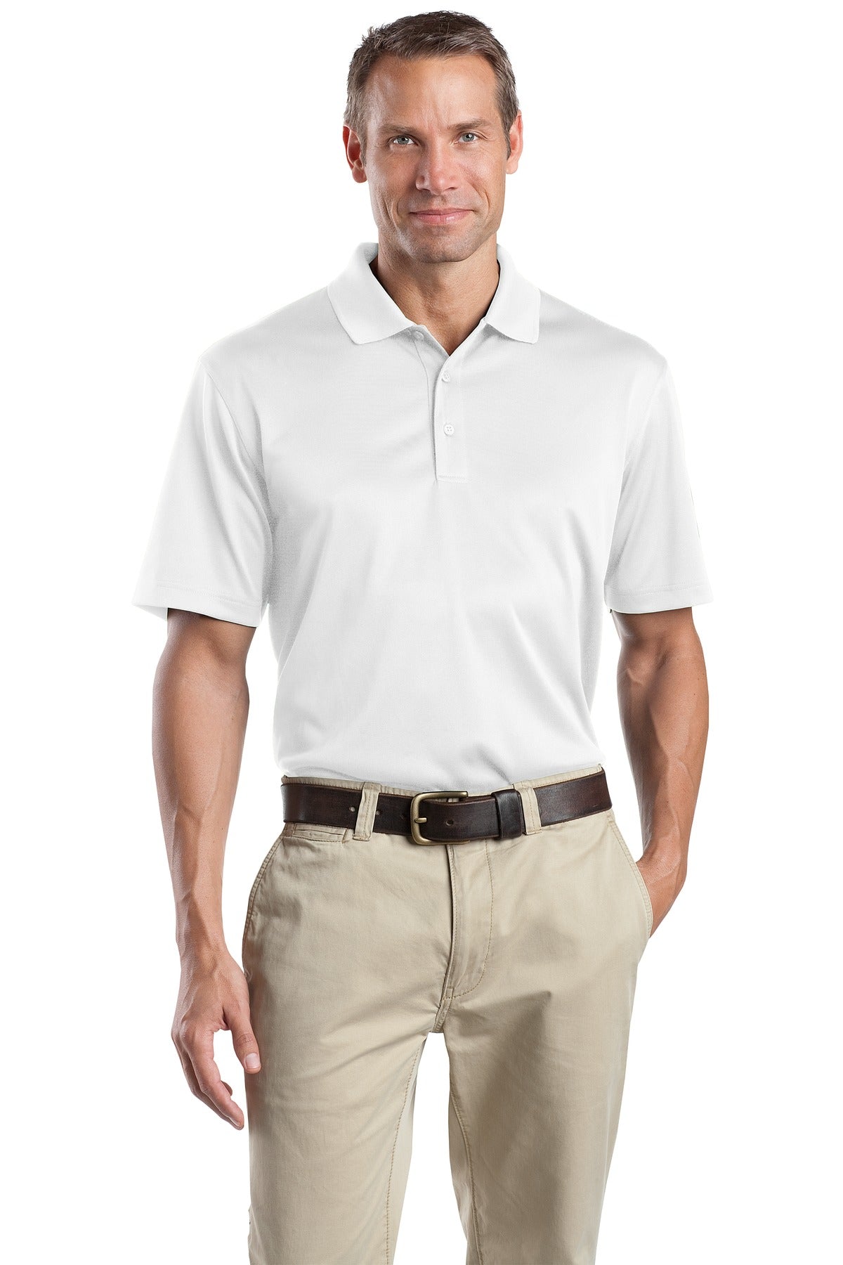 Custom White Select Snag-Proof Polo CS412, personalized by SanCanDo Swag in Argyle, TX