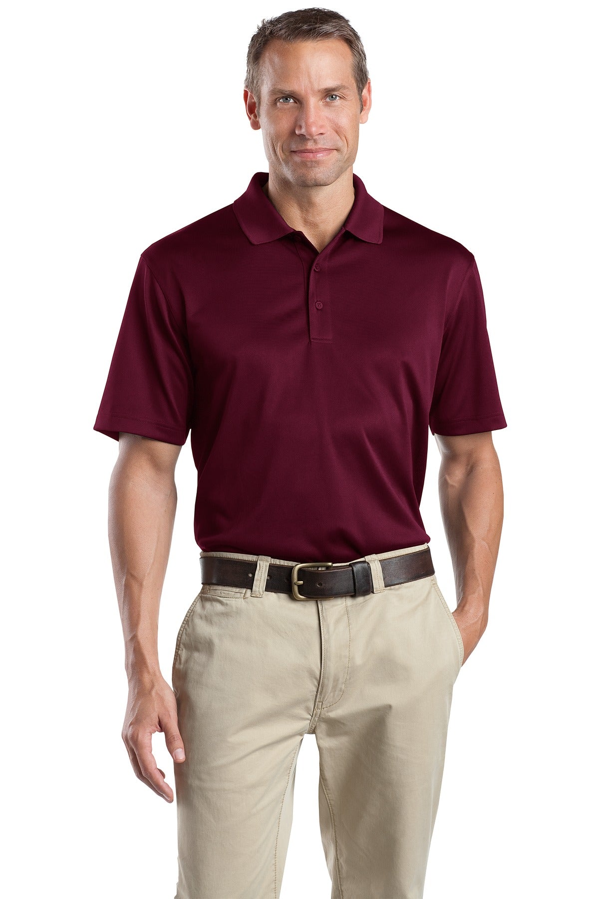 Custom Maroon Select Snag-Proof Polo CS412, personalized by SanCanDo Swag in Argyle, TX