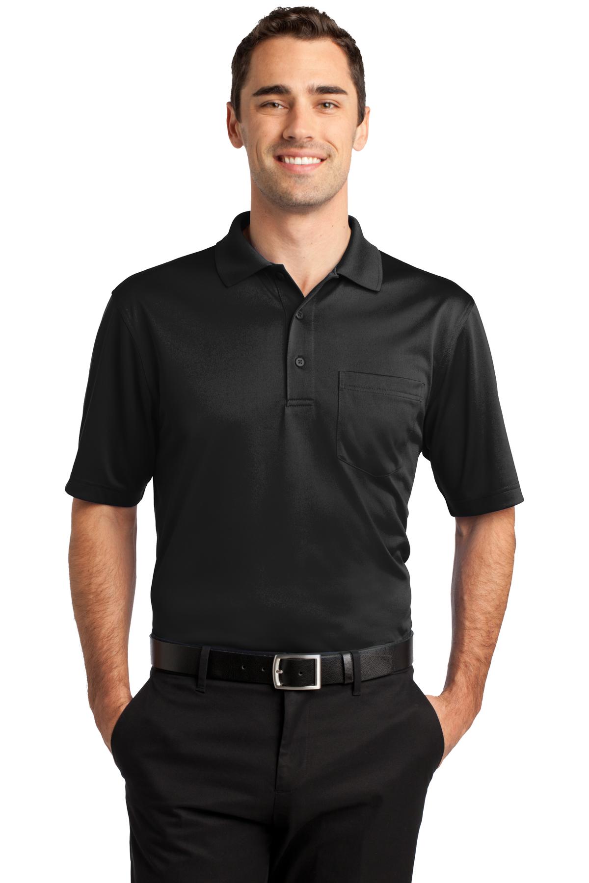 Custom Black Select Snag-Proof Pocket Polo CS412P, personalized by SanCanDo Swag in Argyle, TX