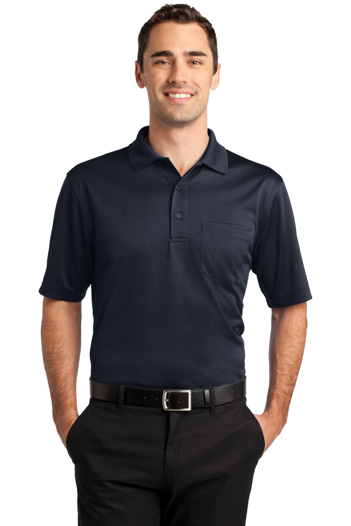 Custom Dark Navy Select Snag-Proof Pocket Polo CS412P, personalized by SanCanDo Swag in Argyle, TX