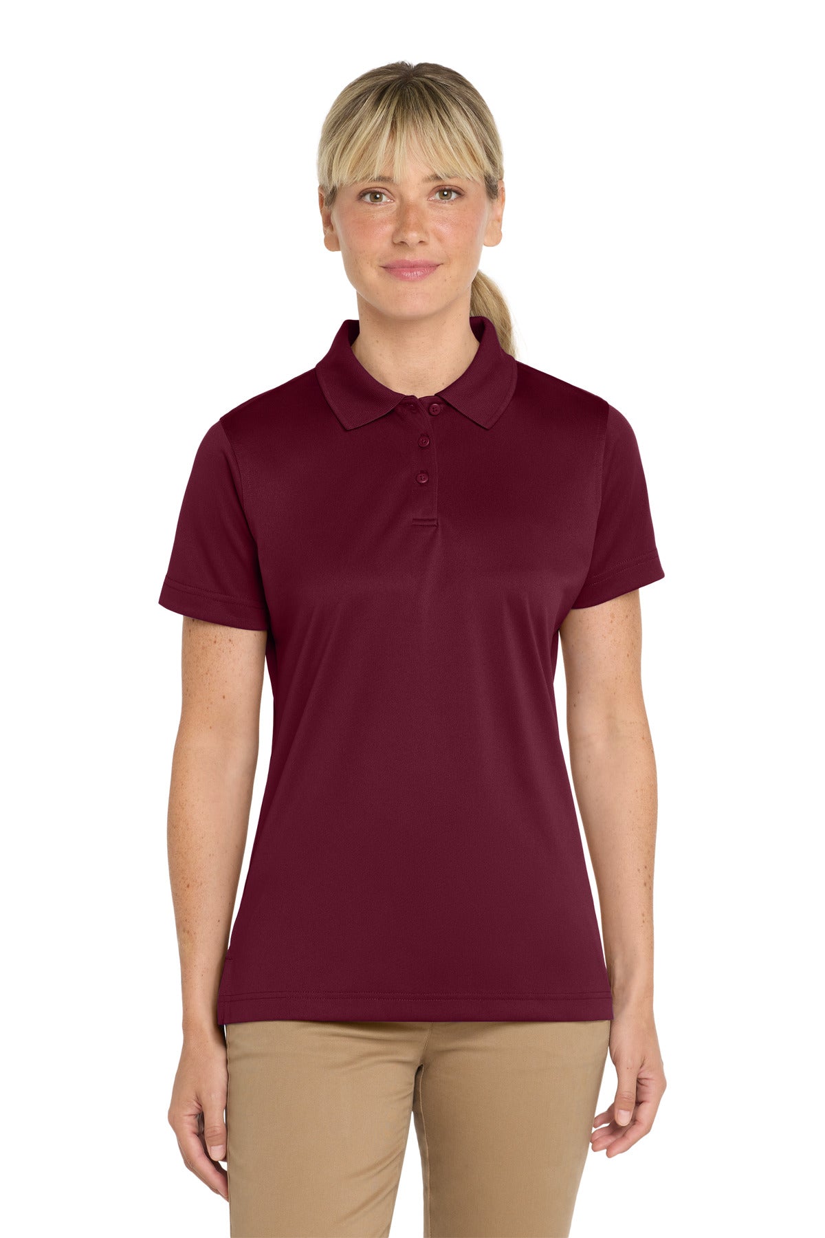 Custom Maroon Women's Select Snag-Proof Polo CS413, personalized by SanCanDo Swag in Argyle, TX