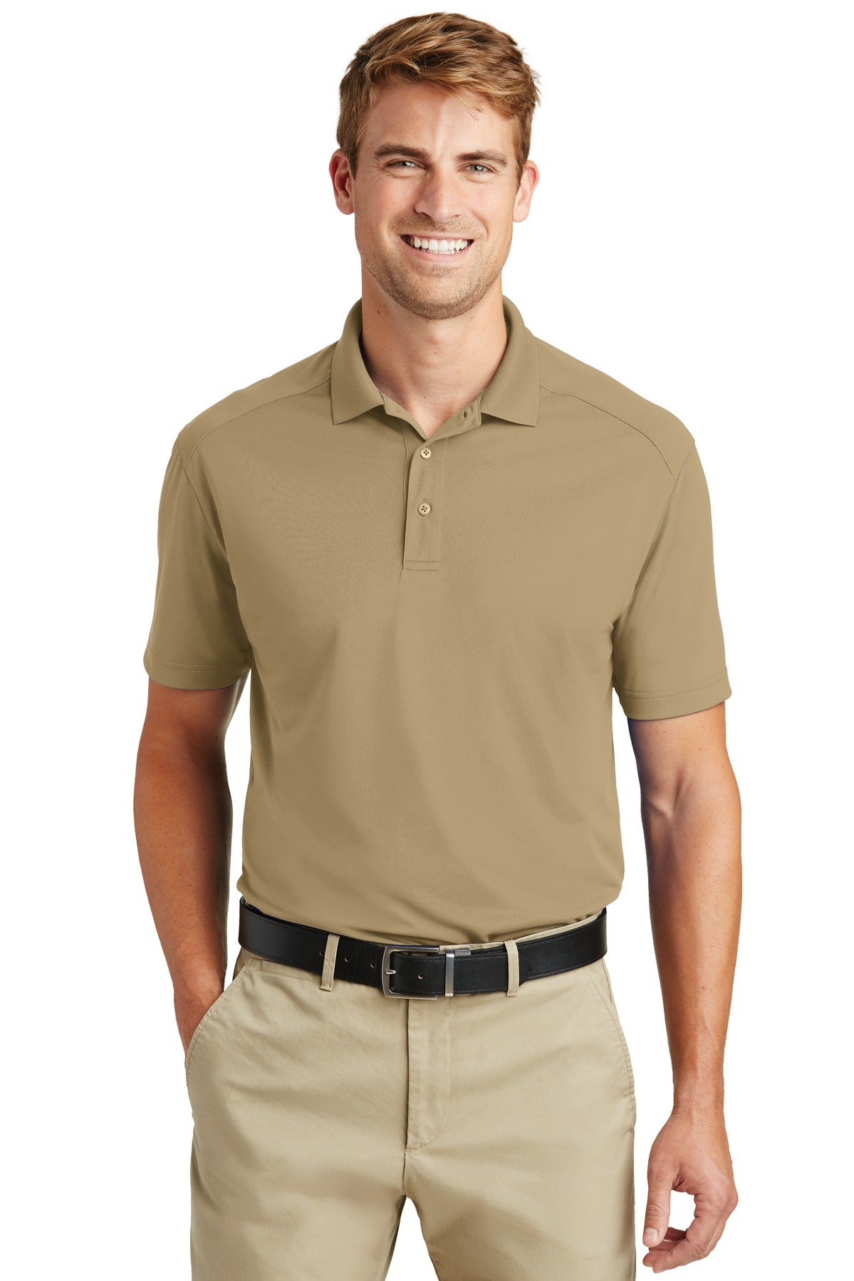 Custom Tan Select Lightweight Snag-Proof Polo CS418, personalized by SanCanDo Swag in Argyle, TX