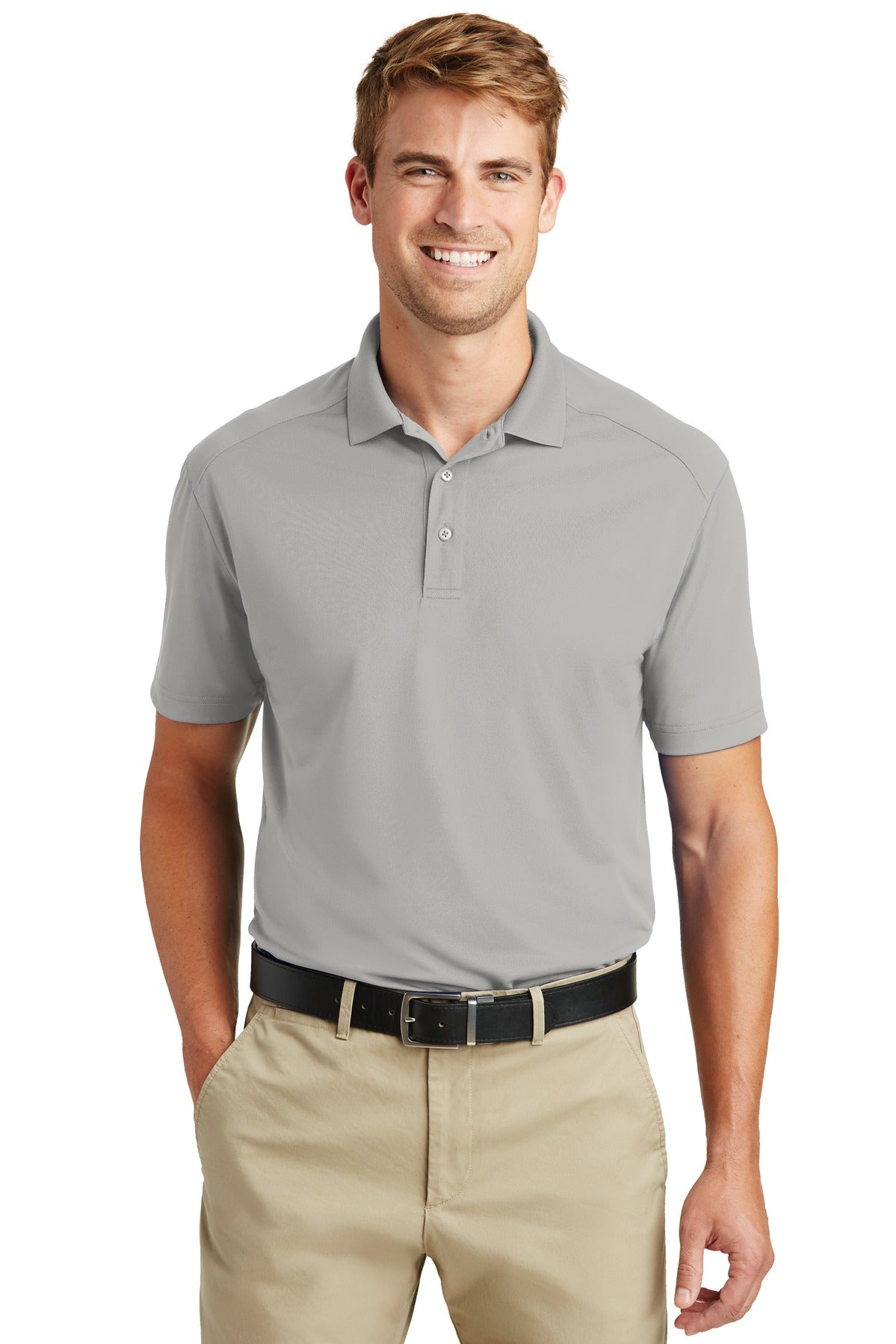 Custom Light Grey Select Lightweight Snag-Proof Polo CS418, personalized by SanCanDo Swag in Argyle, TX