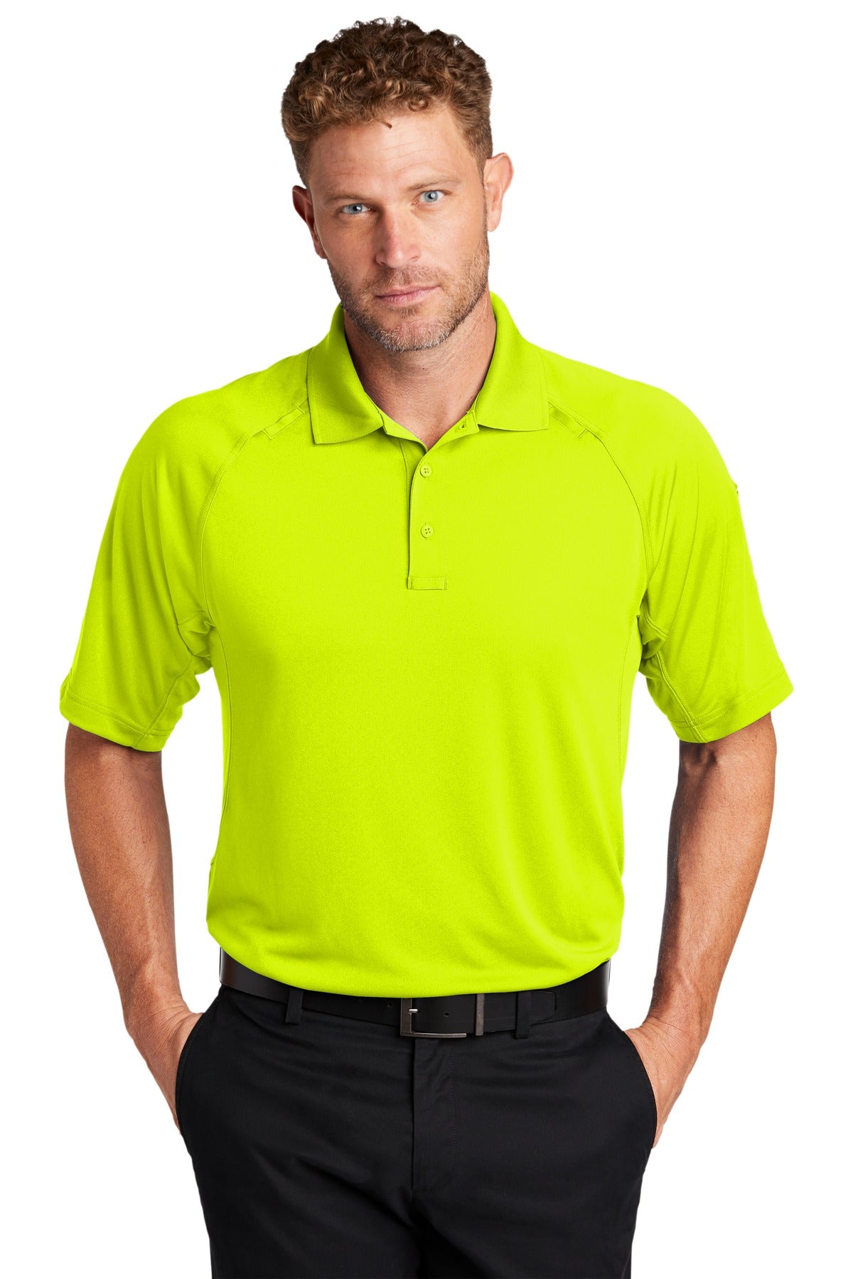 Custom Safety Yellow Select Snag-Proof Tactical Polo CS420, personalized by SanCanDo Swag in Argyle, TX