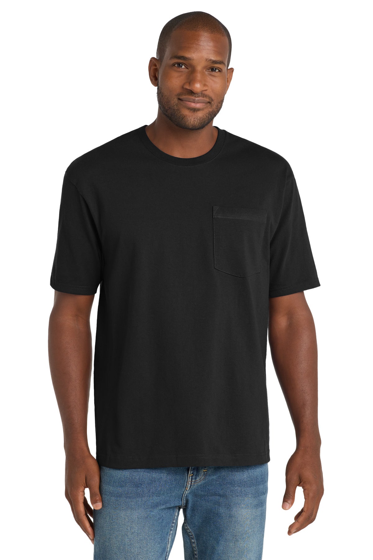 Custom Black Workwear Pocket Tee CS430, personalized by SanCanDo Swag in Argyle, TX