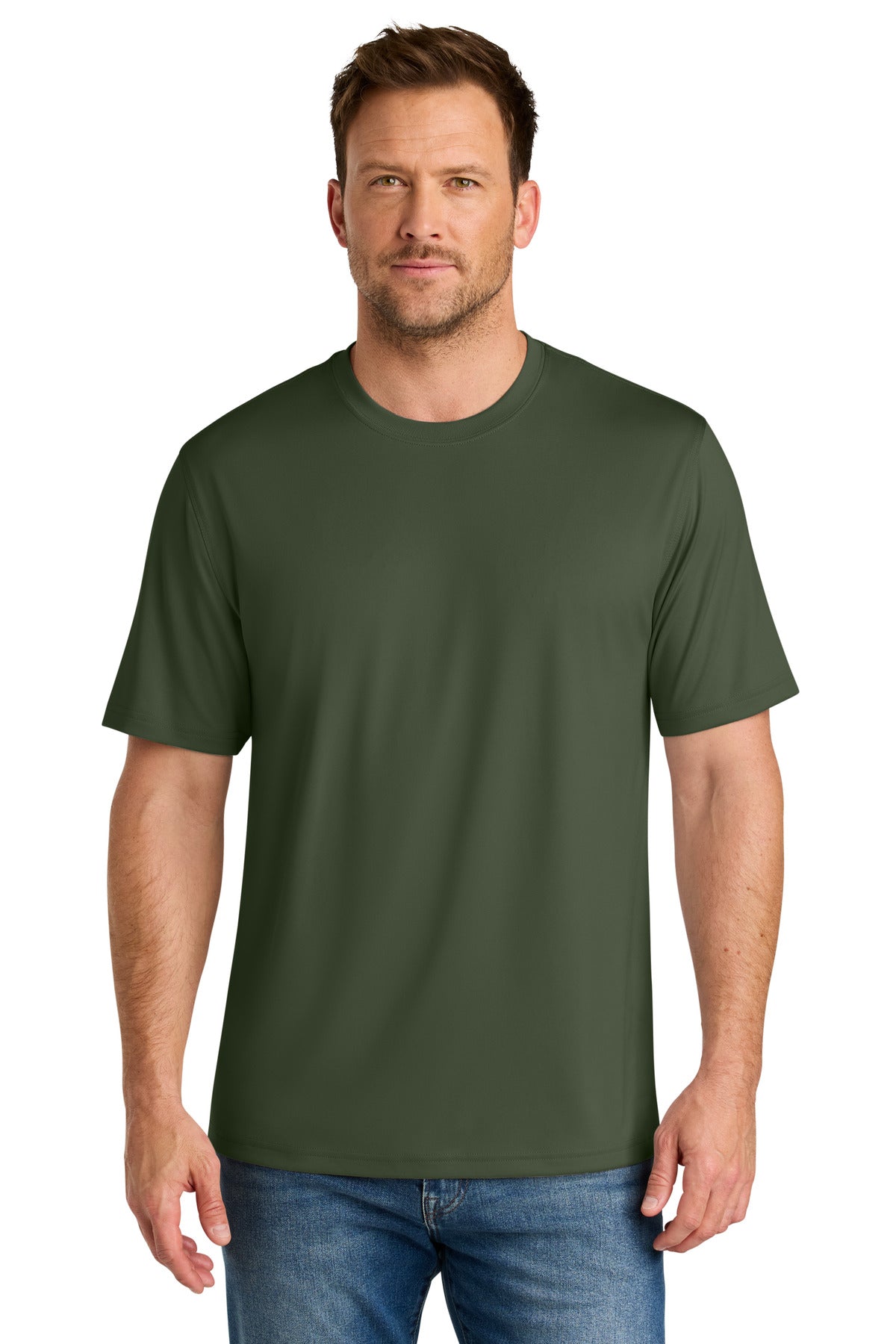 Custom Tactical Green Workwear Pro Tee CS440, personalized by SanCanDo Swag in Argyle, TX
