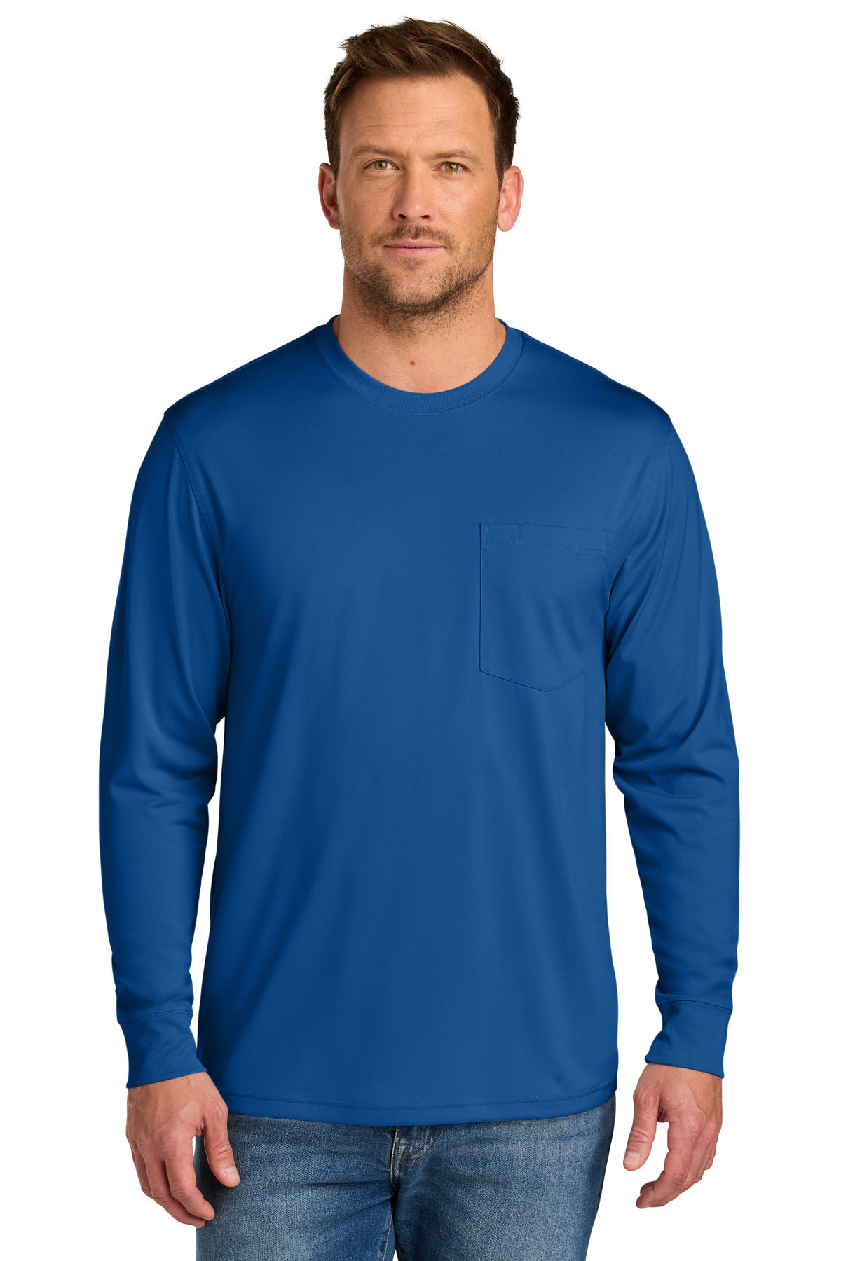 Custom Royal Workwear Pro Long Sleeve Pocket Tee CS440LSP, personalized by SanCanDo Swag in Argyle, TX