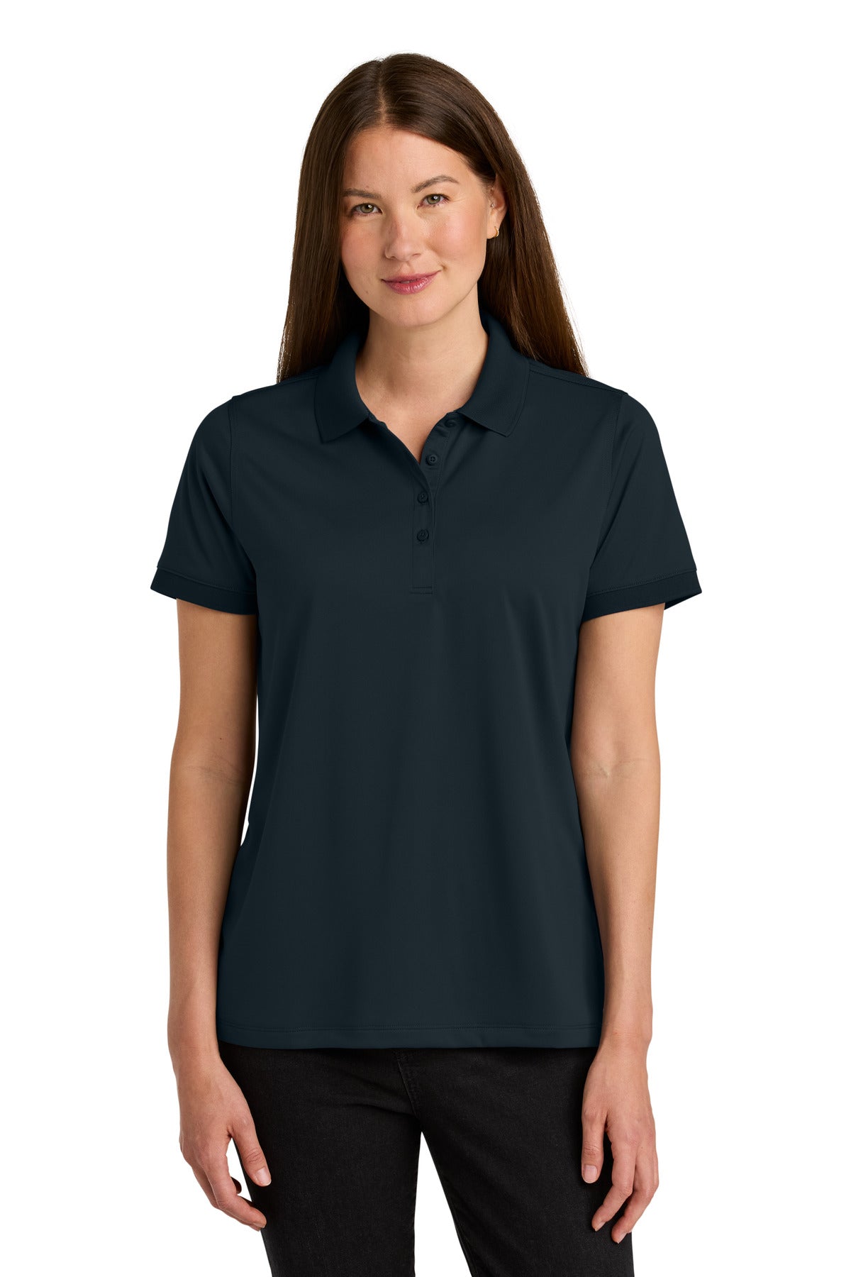 Custom Navy Women's Workwear Pro Polo CS451, personalized by SanCanDo Swag in Argyle, TX