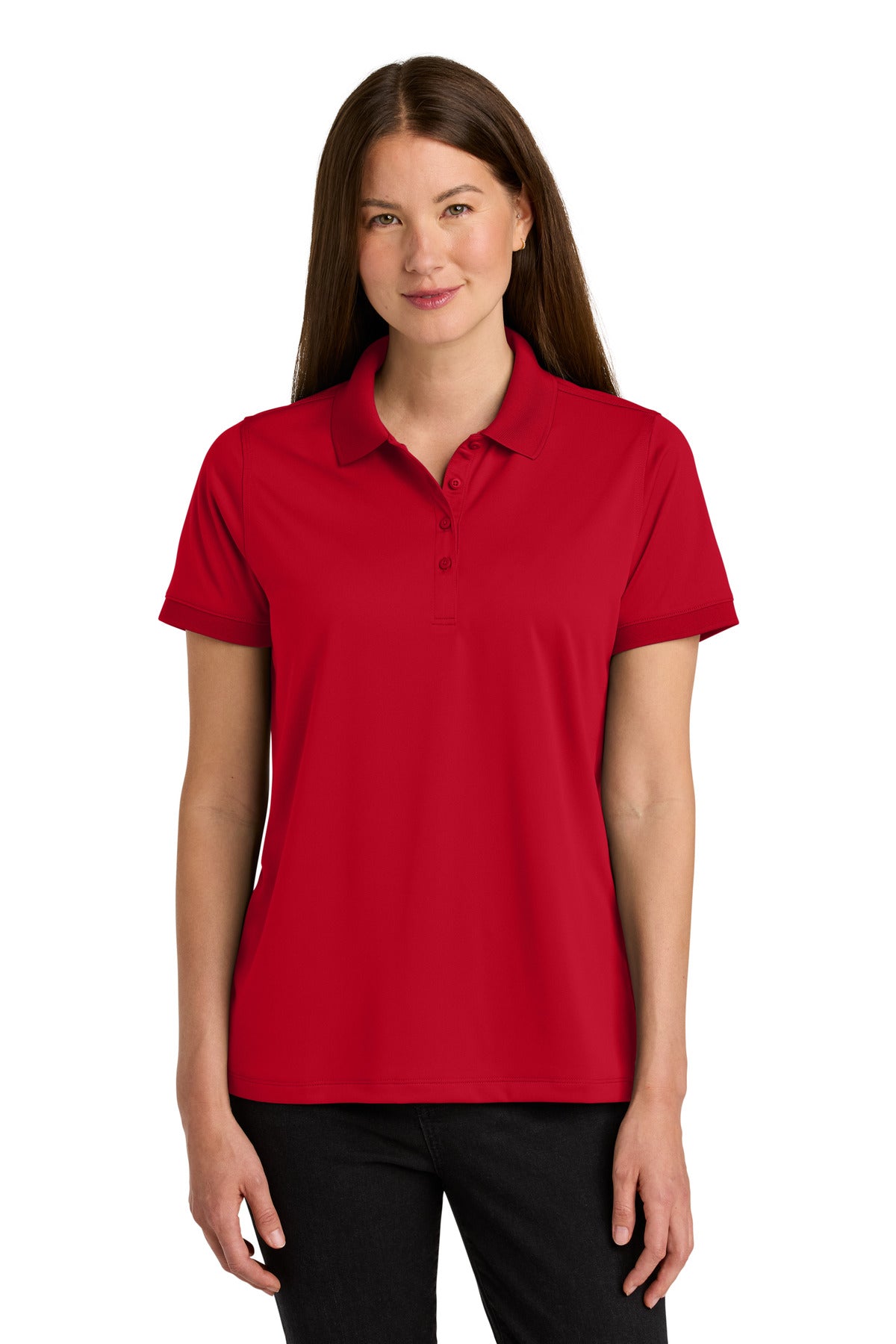Custom Red Women's Workwear Pro Polo CS451, personalized by SanCanDo Swag in Argyle, TX
