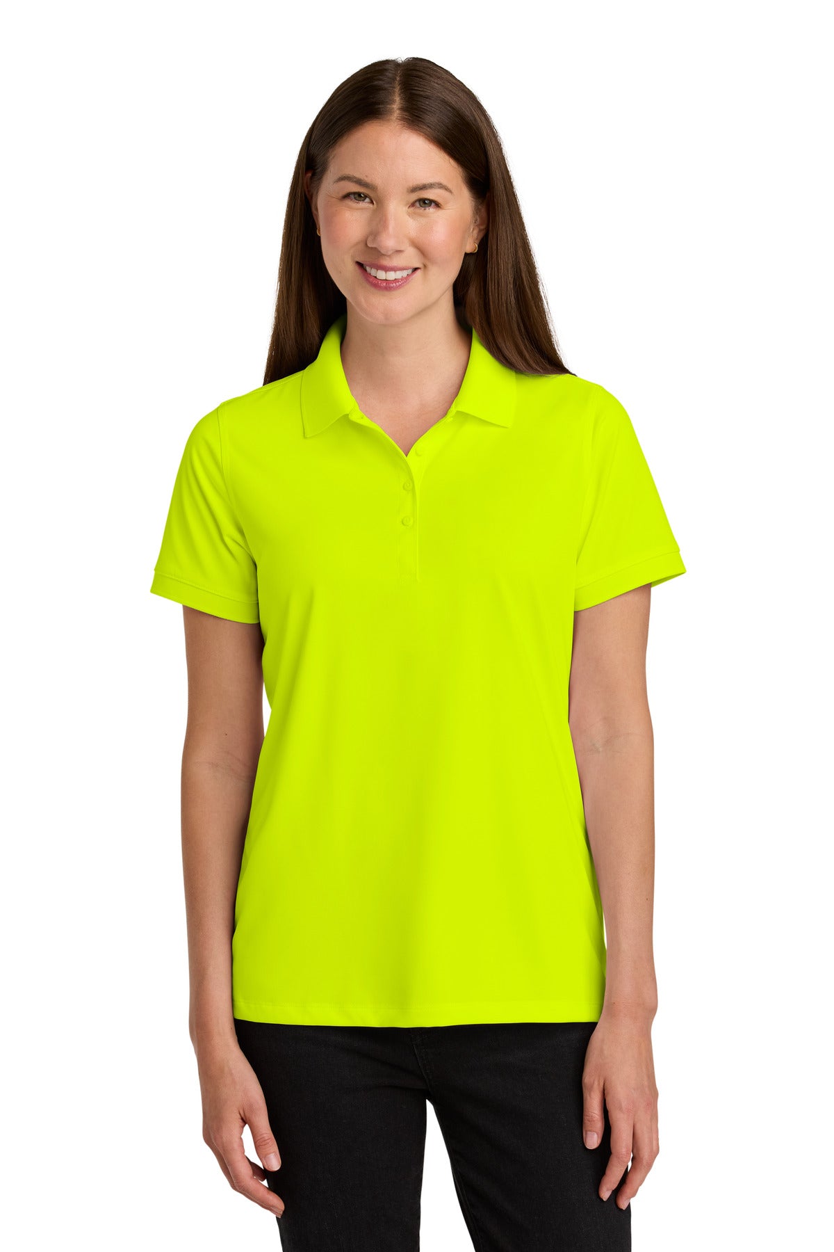Custom Safety Yellow Women's Workwear Pro Polo CS451, personalized by SanCanDo Swag in Argyle, TX