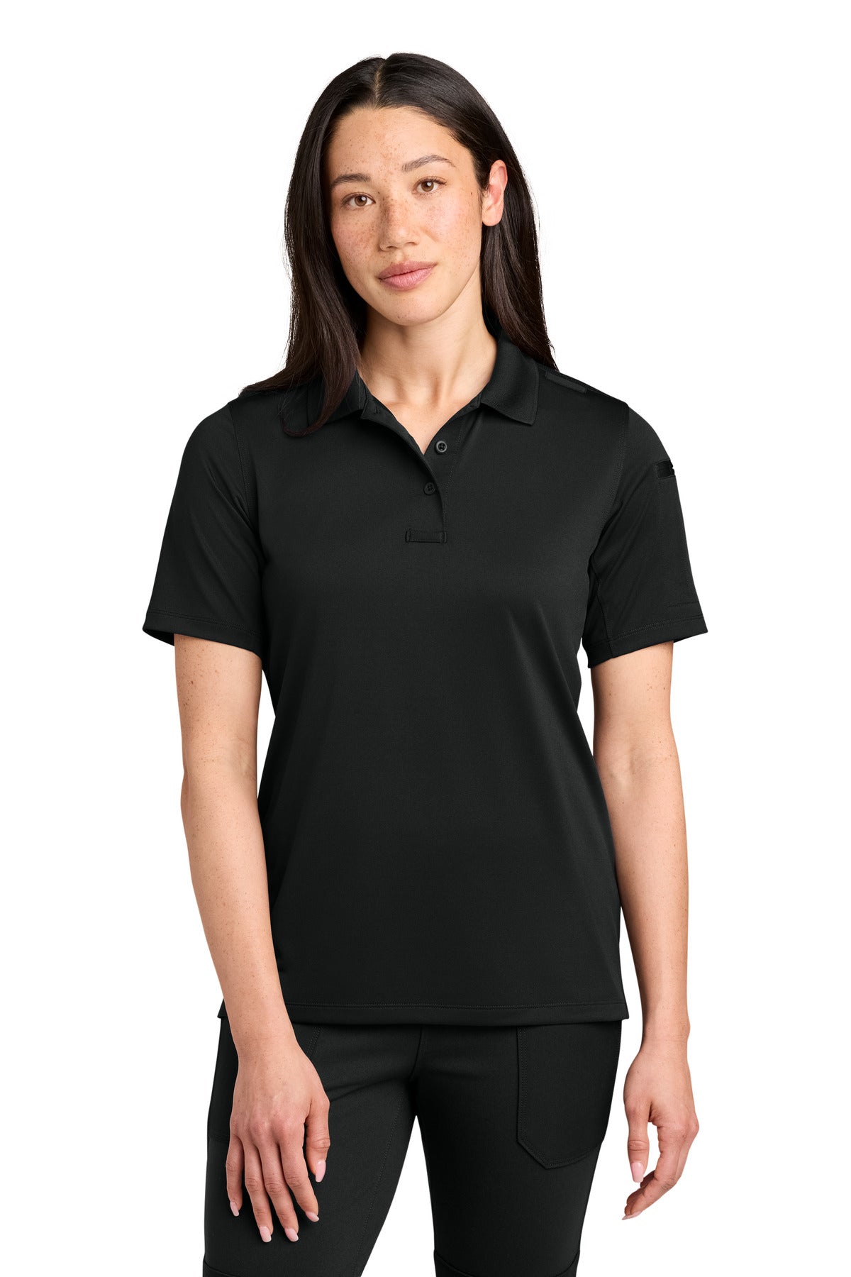 Custom Black Women's Workwear Pro Tactical Polo CS453, personalized by SanCanDo Swag in Argyle, TX
