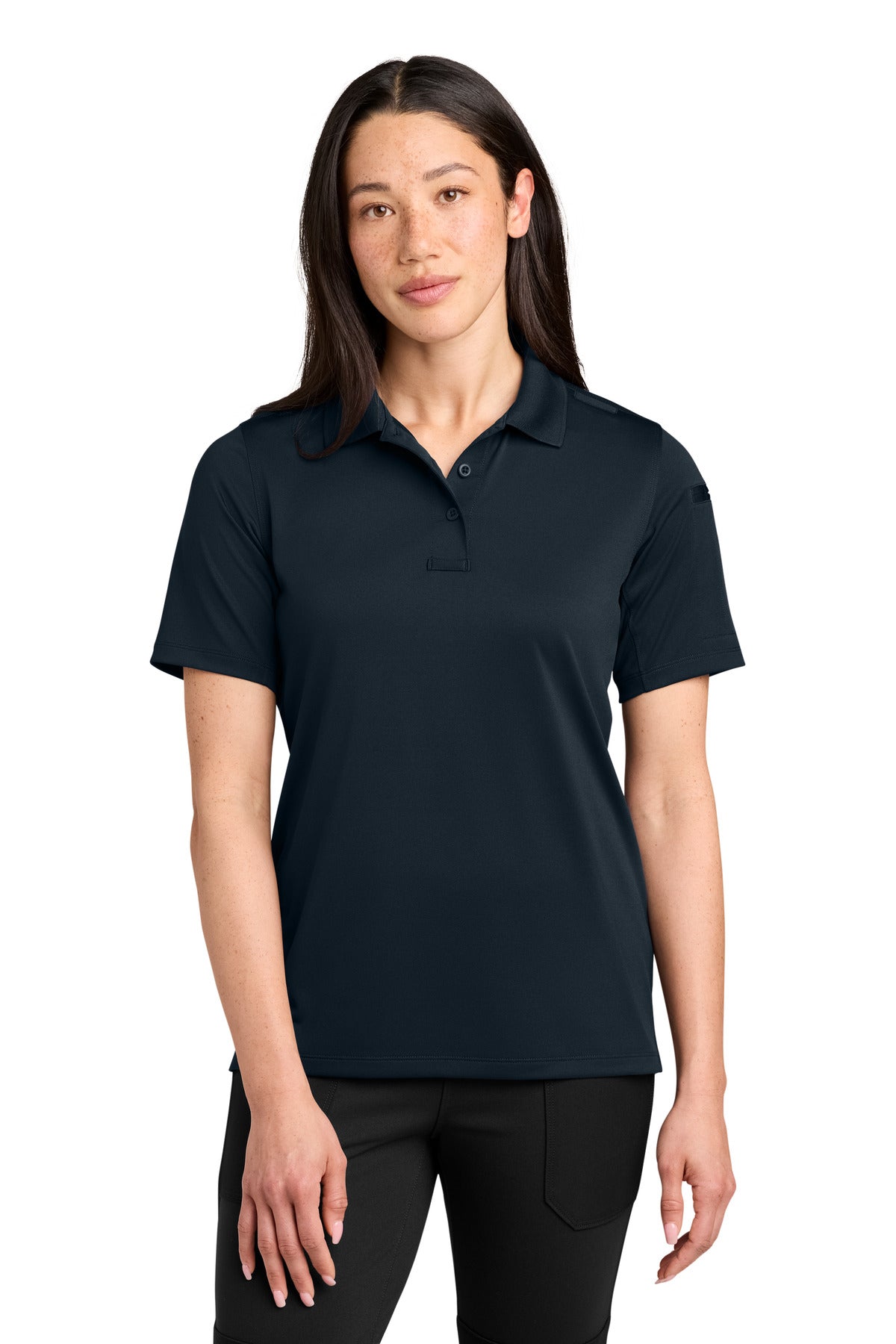 Custom Dark Navy Women's Workwear Pro Tactical Polo CS453, personalized by SanCanDo Swag in Argyle, TX