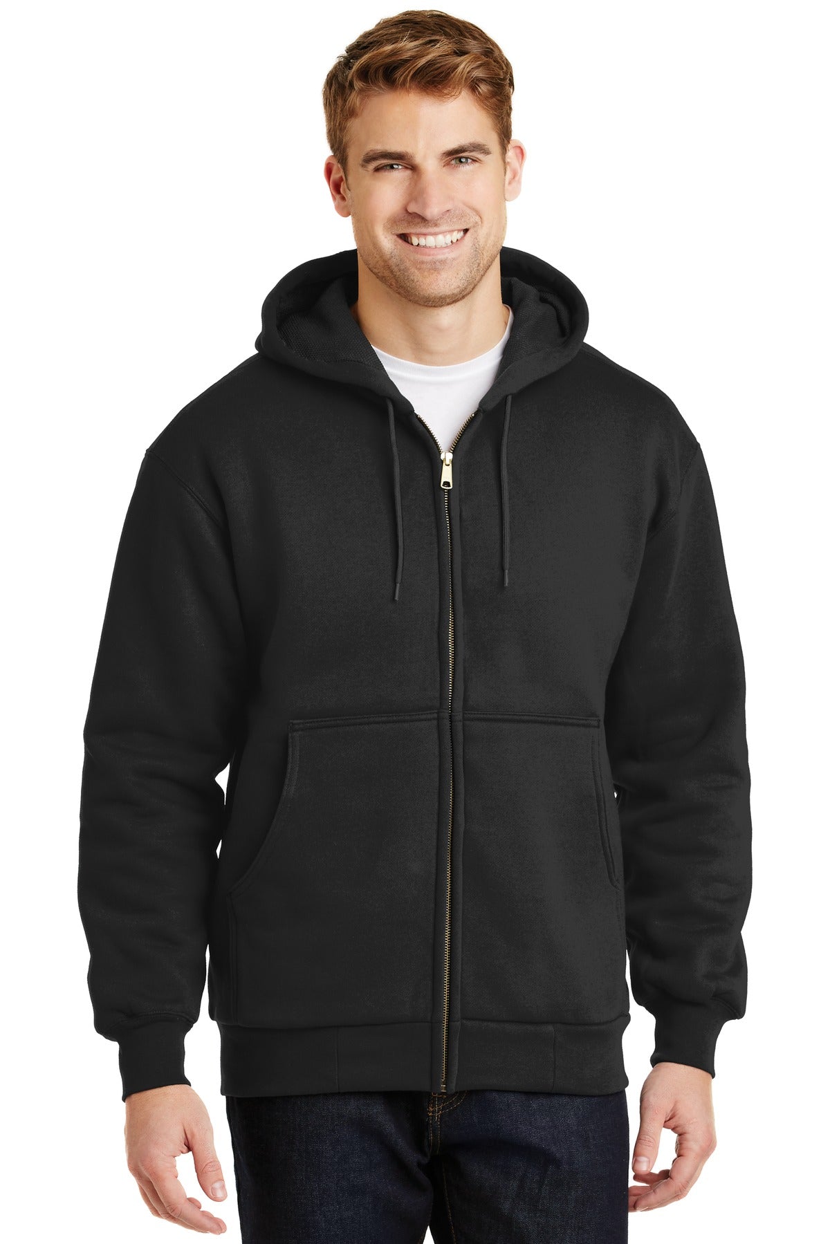 Custom Black Full-Zip Hoodie with Thermal Lining CS620, personalized by SanCanDo Swag in Argyle, TX