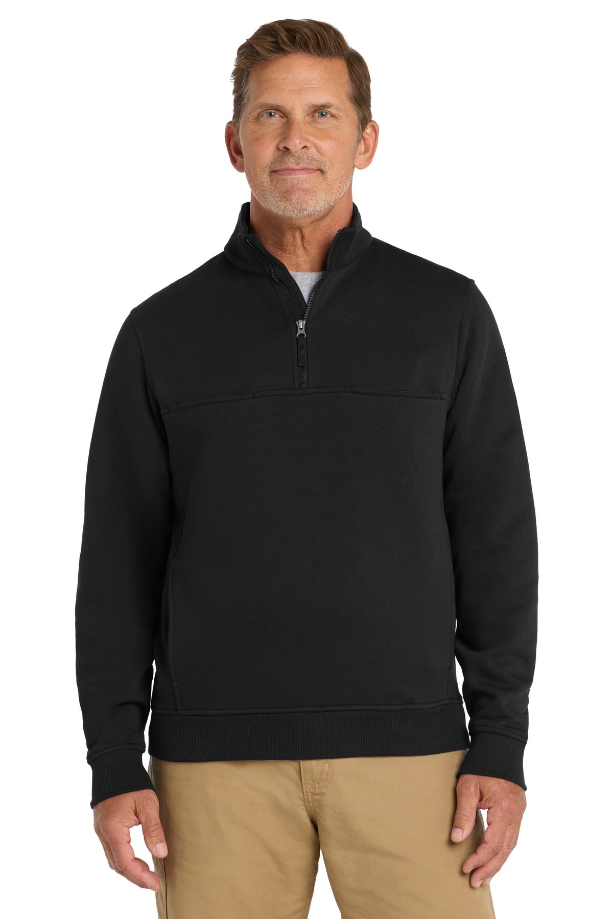 Custom Black 1/2-Zip Job Shirt CS626, personalized by SanCanDo Swag in Argyle, TX