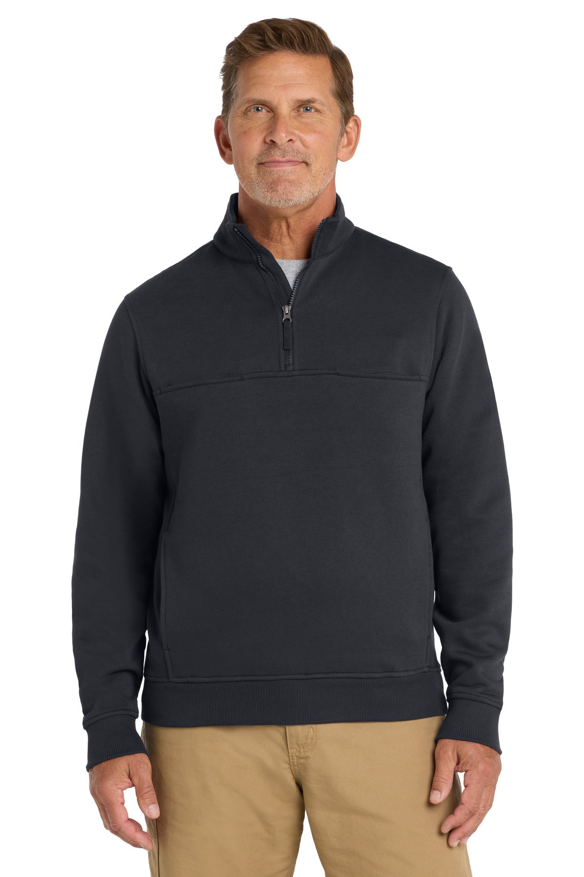 Custom Dark Navy 1/2-Zip Job Shirt CS626, personalized by SanCanDo Swag in Argyle, TX
