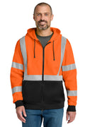 Custom Safety Orange Heavy-Duty Fleece Full-Zip Hoodie CSF300, personalized by SanCanDo Swag in Argyle, TX