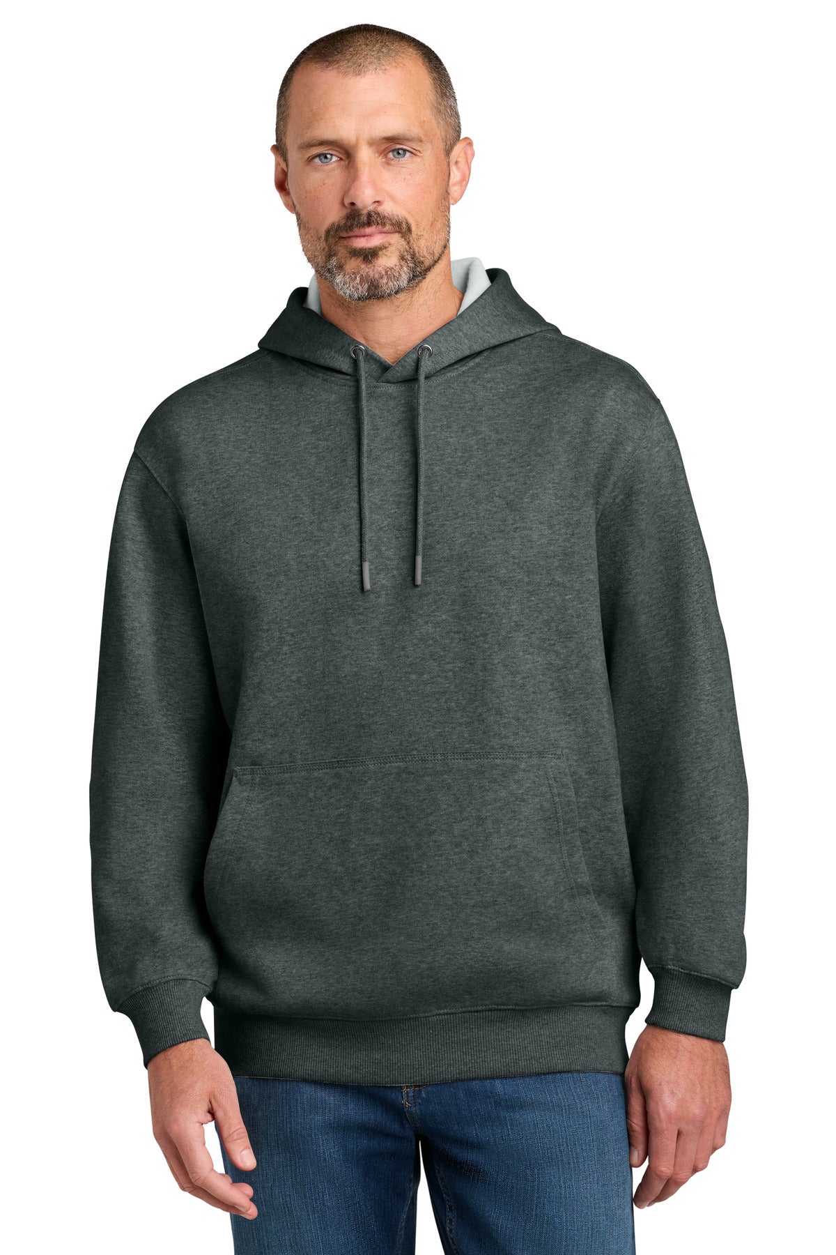 Custom Charcoal Heather Tough Fleece Pullover Hoodie CSF630, personalized by SanCanDo Swag in Argyle, TX
