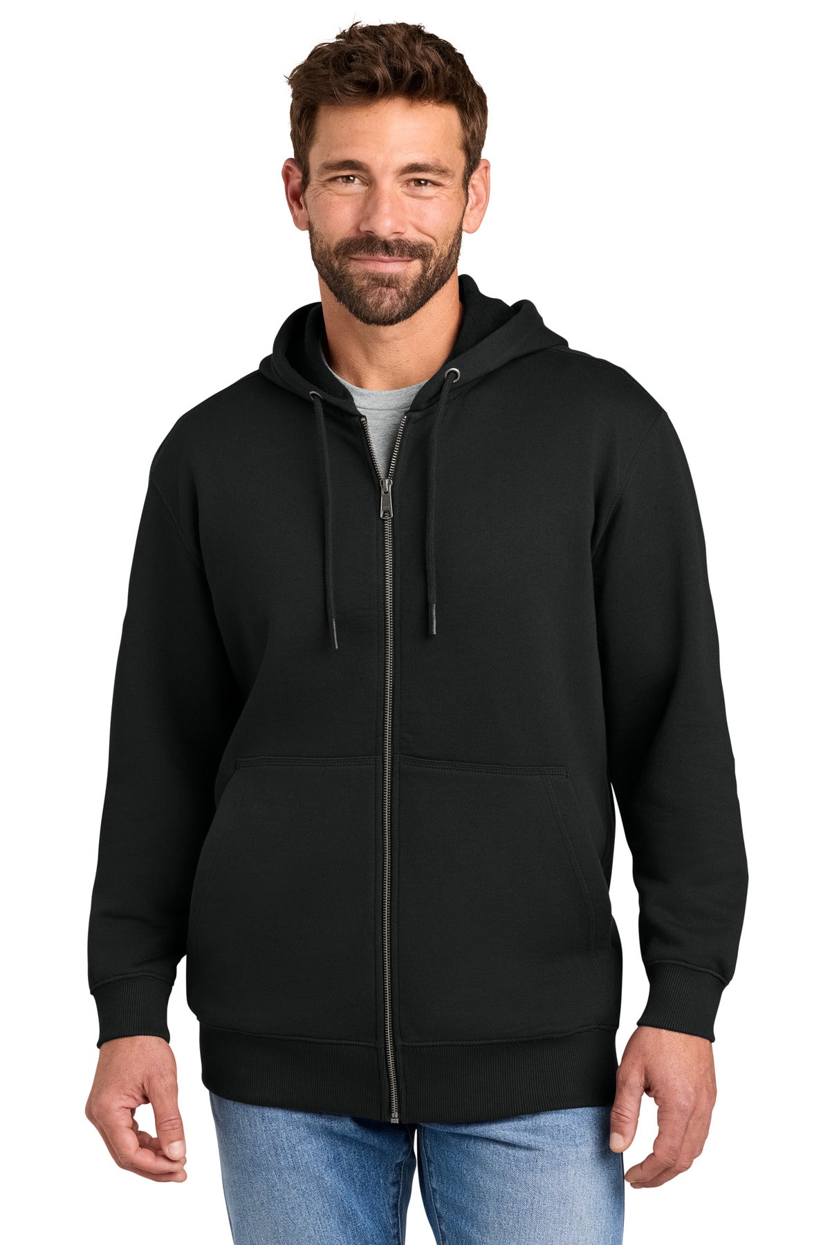 Custom Black Tough Fleece Full-Zip Hoodie CSF631, personalized by SanCanDo Swag in Argyle, TX