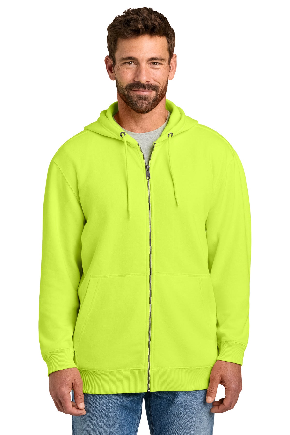 Custom Bright Yellow Tough Fleece Full-Zip Hoodie CSF631, personalized by SanCanDo Swag in Argyle, TX