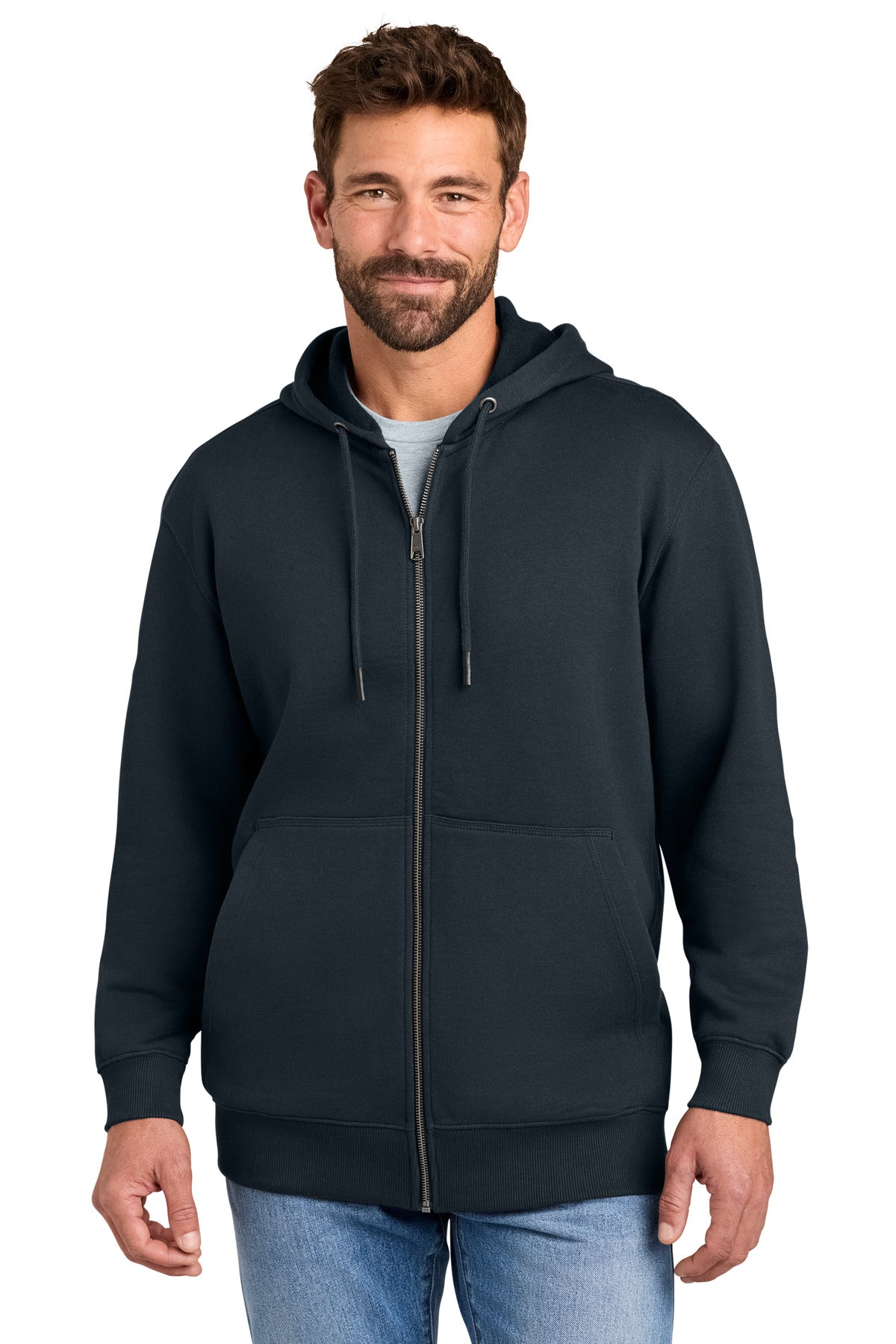 Custom Navy Tough Fleece Full-Zip Hoodie CSF631, personalized by SanCanDo Swag in Argyle, TX