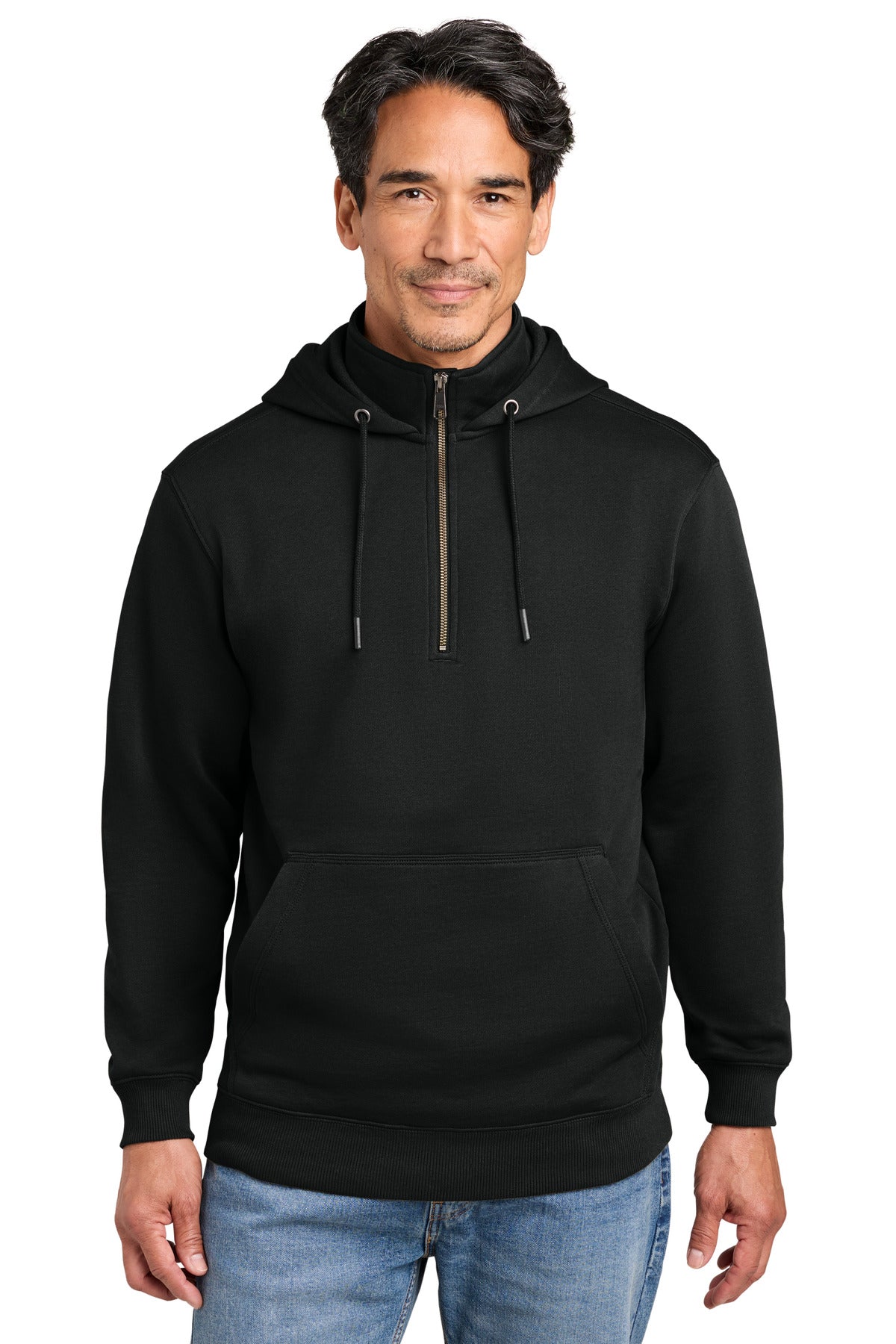 Custom Black Tough Fleece 1/4-Zip Hoodie CSF633, personalized by SanCanDo Swag in Argyle, TX