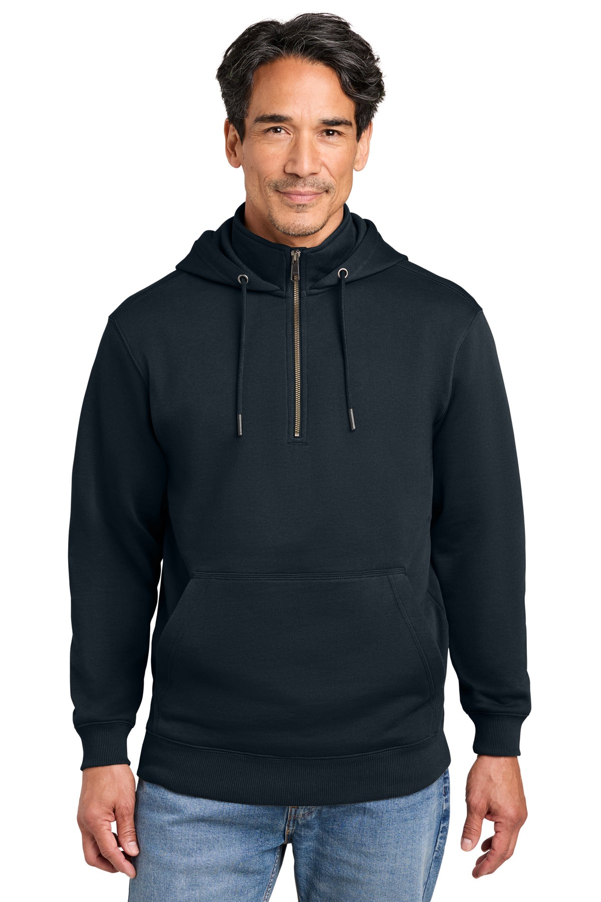 Custom Navy Tough Fleece 1/4-Zip Hoodie CSF633, personalized by SanCanDo Swag in Argyle, TX
