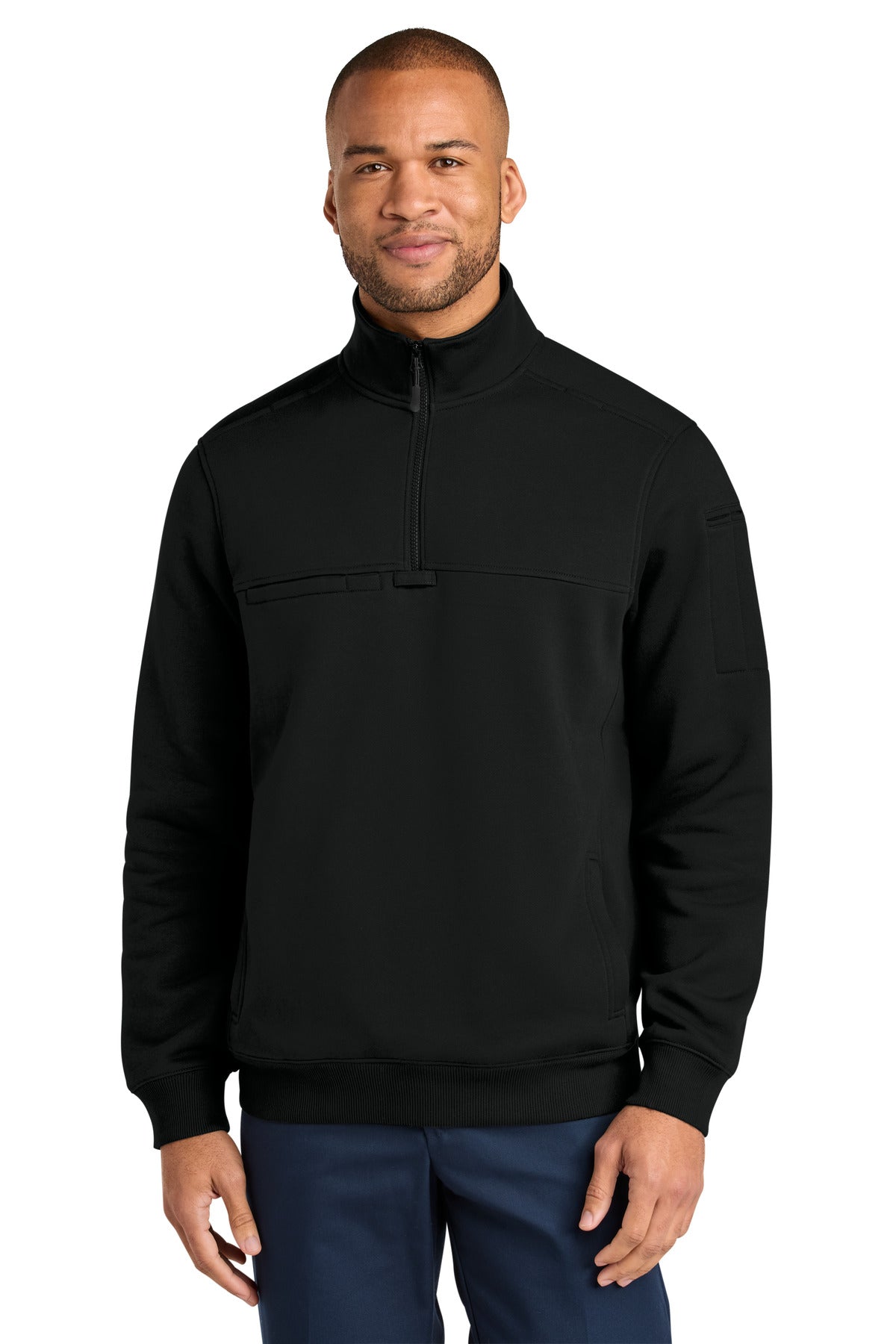 Custom Black 12-Oz. Tough Fleece Job Shirt CSF635, personalized by SanCanDo Swag in Argyle, TX