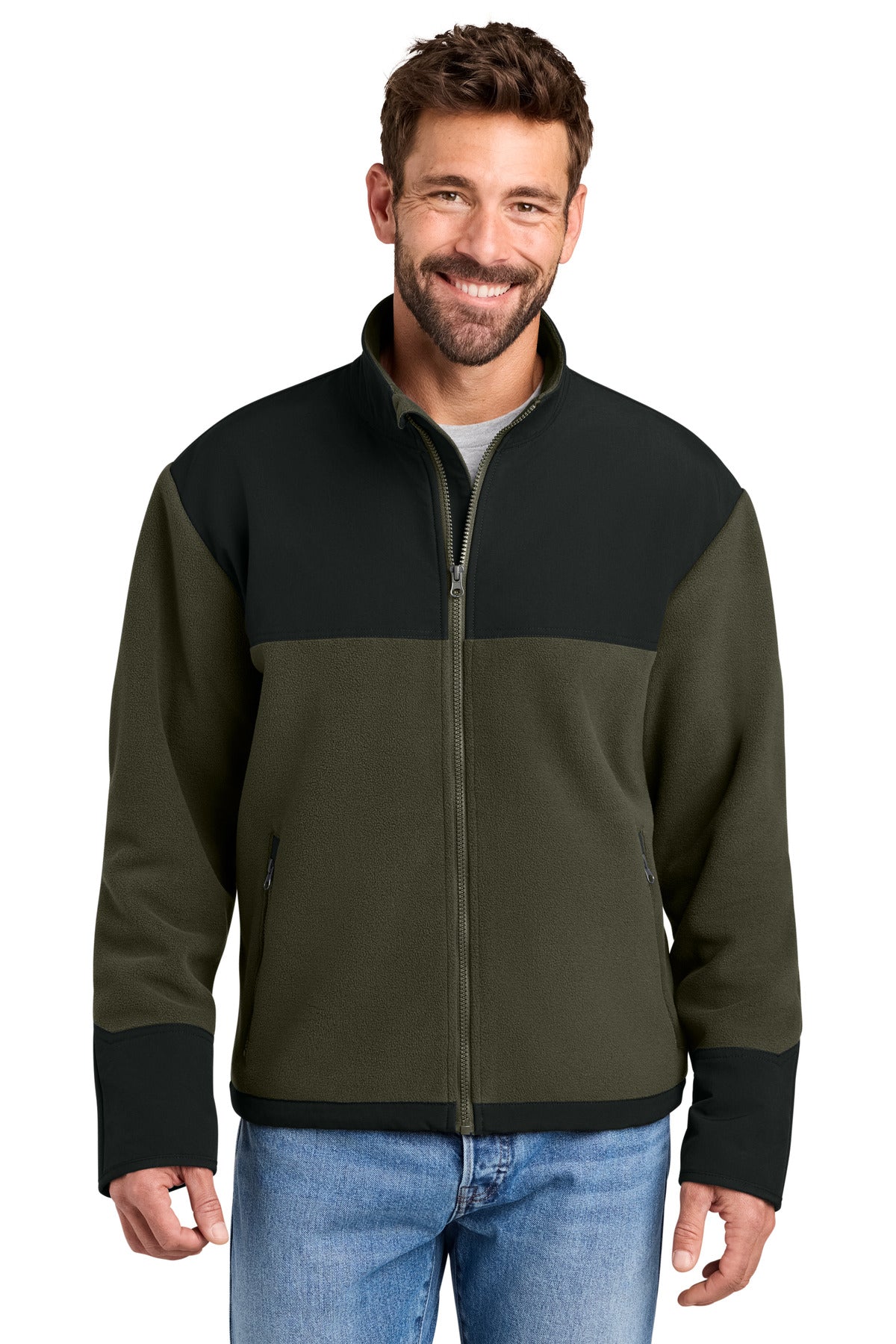 Custom Tundra Green/ Black Fleece Overlay Jacket CSF750, personalized by SanCanDo Swag in Argyle, TX
