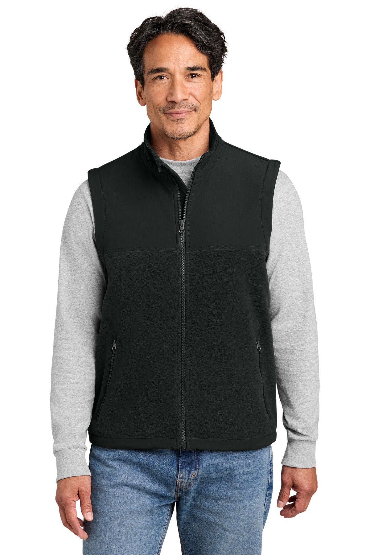 Custom Black Fleece Overlay Vest CSF751, personalized by SanCanDo Swag in Argyle, TX