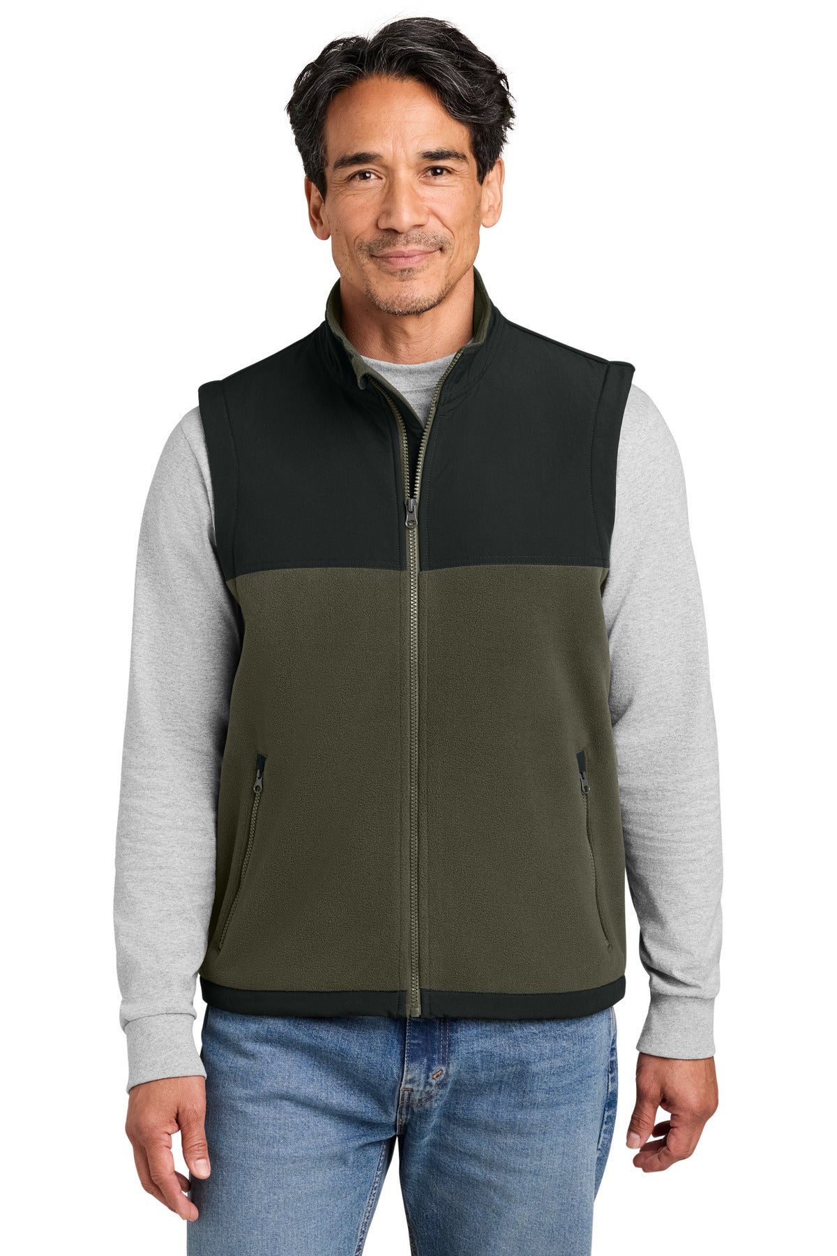 Custom Tundra Green/ Black Fleece Overlay Vest CSF751, personalized by SanCanDo Swag in Argyle, TX