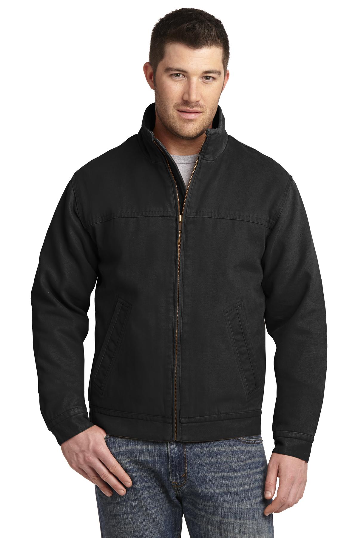 Custom Black Cloth Flannel-Lined Work Jacket CSJ40, personalized by SanCanDo Swag in Argyle, TX