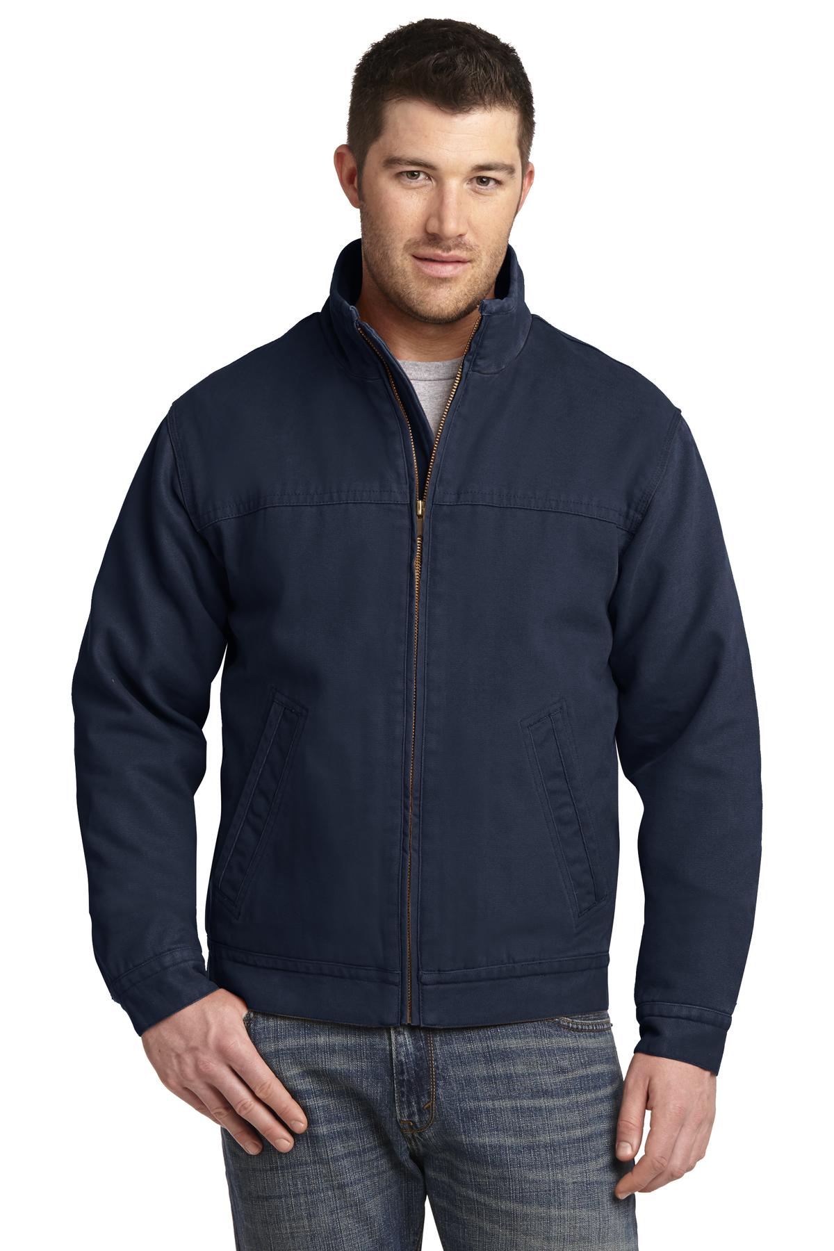 Custom Navy Cloth Flannel-Lined Work Jacket CSJ40, personalized by SanCanDo Swag in Argyle, TX