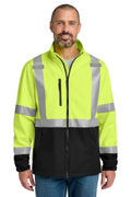 Custom Safety Yellow ANSI 107 Class 3 Soft Shell Jacket CSJ503, personalized by SanCanDo Swag in Argyle, TX