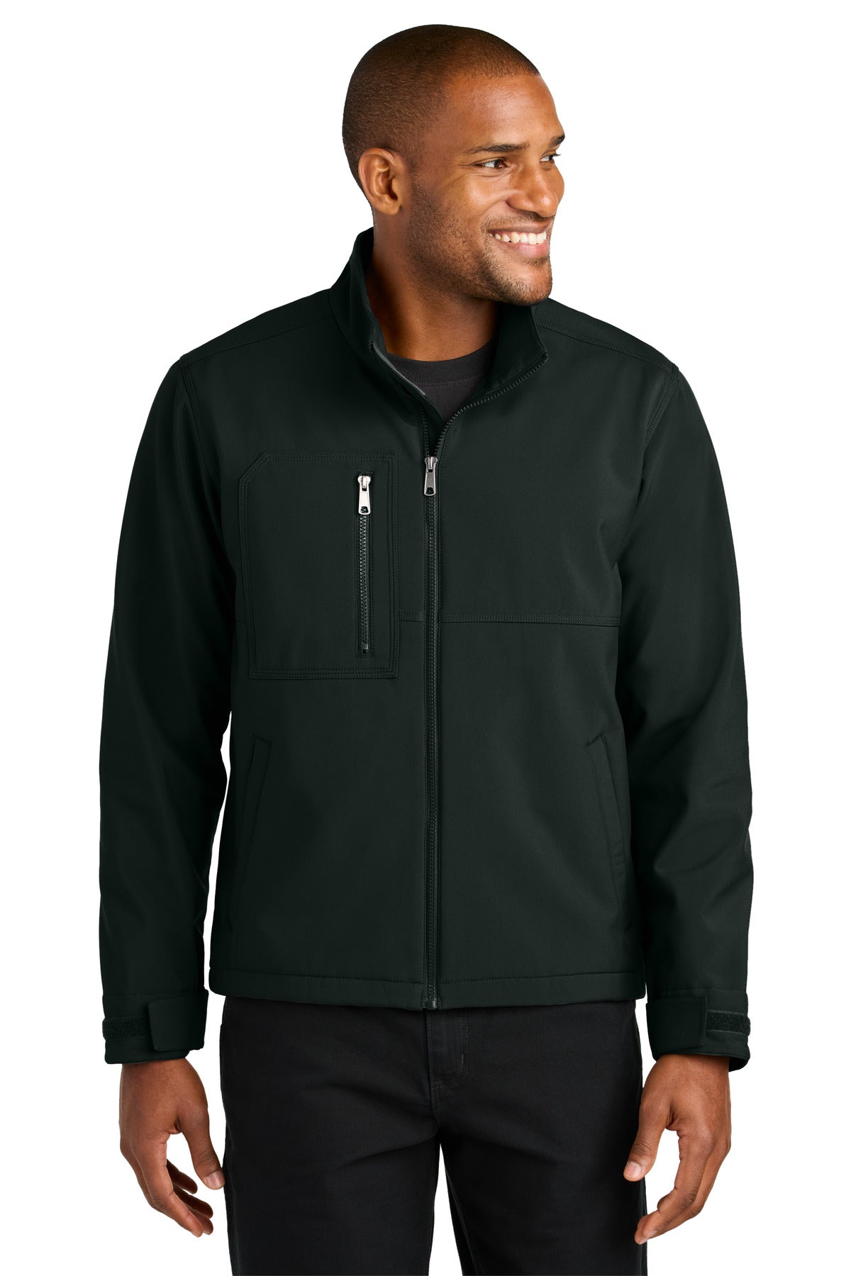 Custom Black Workwear Soft Shell CSJ70, personalized by SanCanDo Swag in Argyle, TX