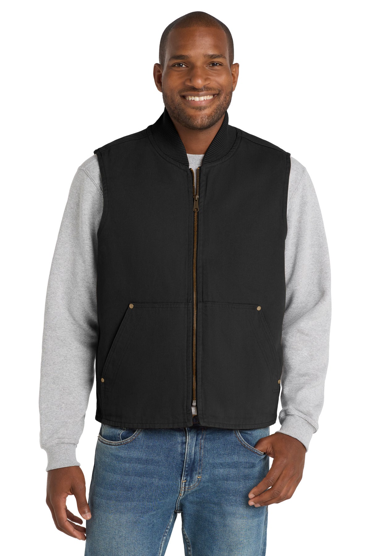 Custom Black Washed Duck Cloth Vest CSV40, personalized by SanCanDo Swag in Argyle, TX