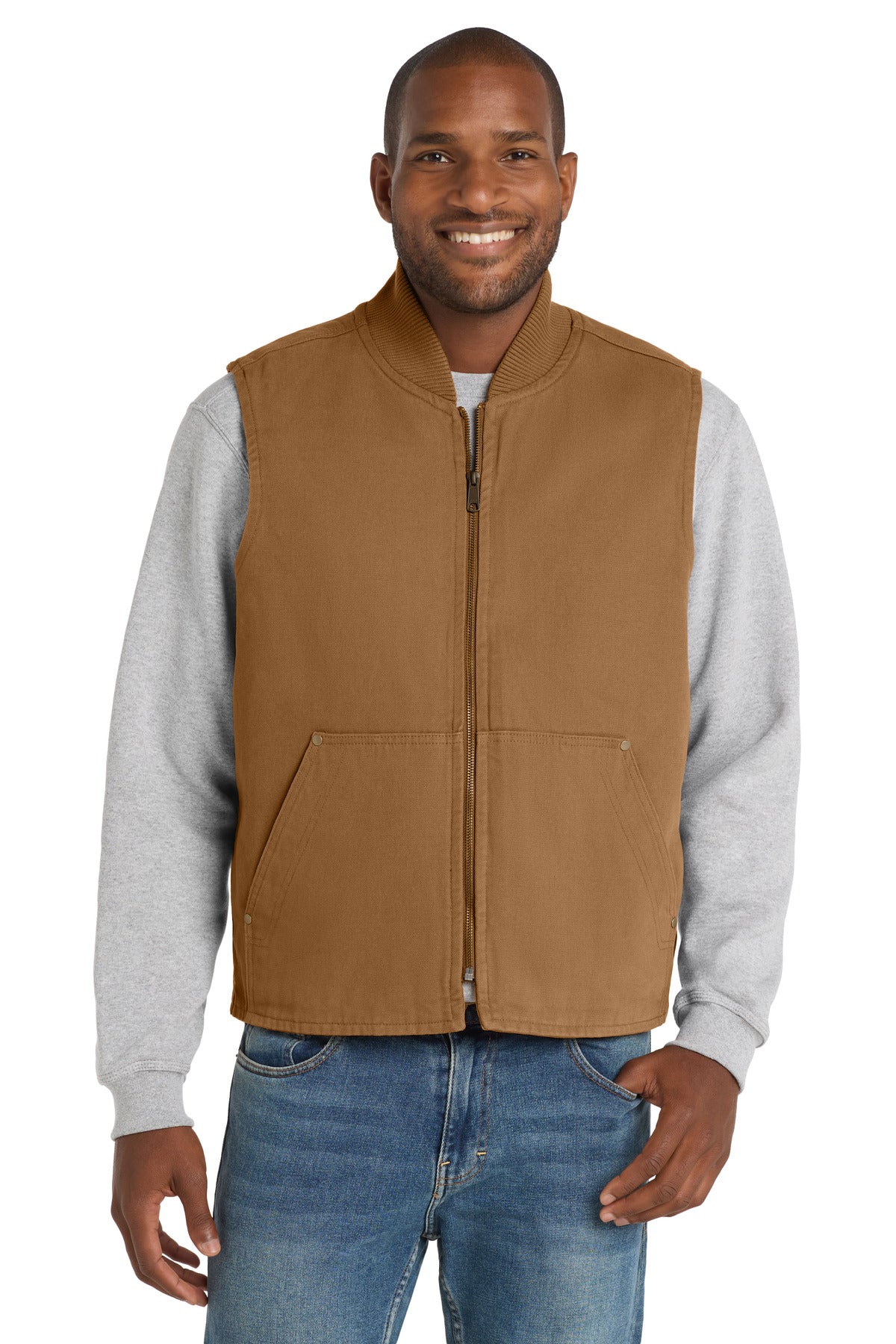 Custom Duck Brown Washed Duck Cloth Vest CSV40, personalized by SanCanDo Swag in Argyle, TX