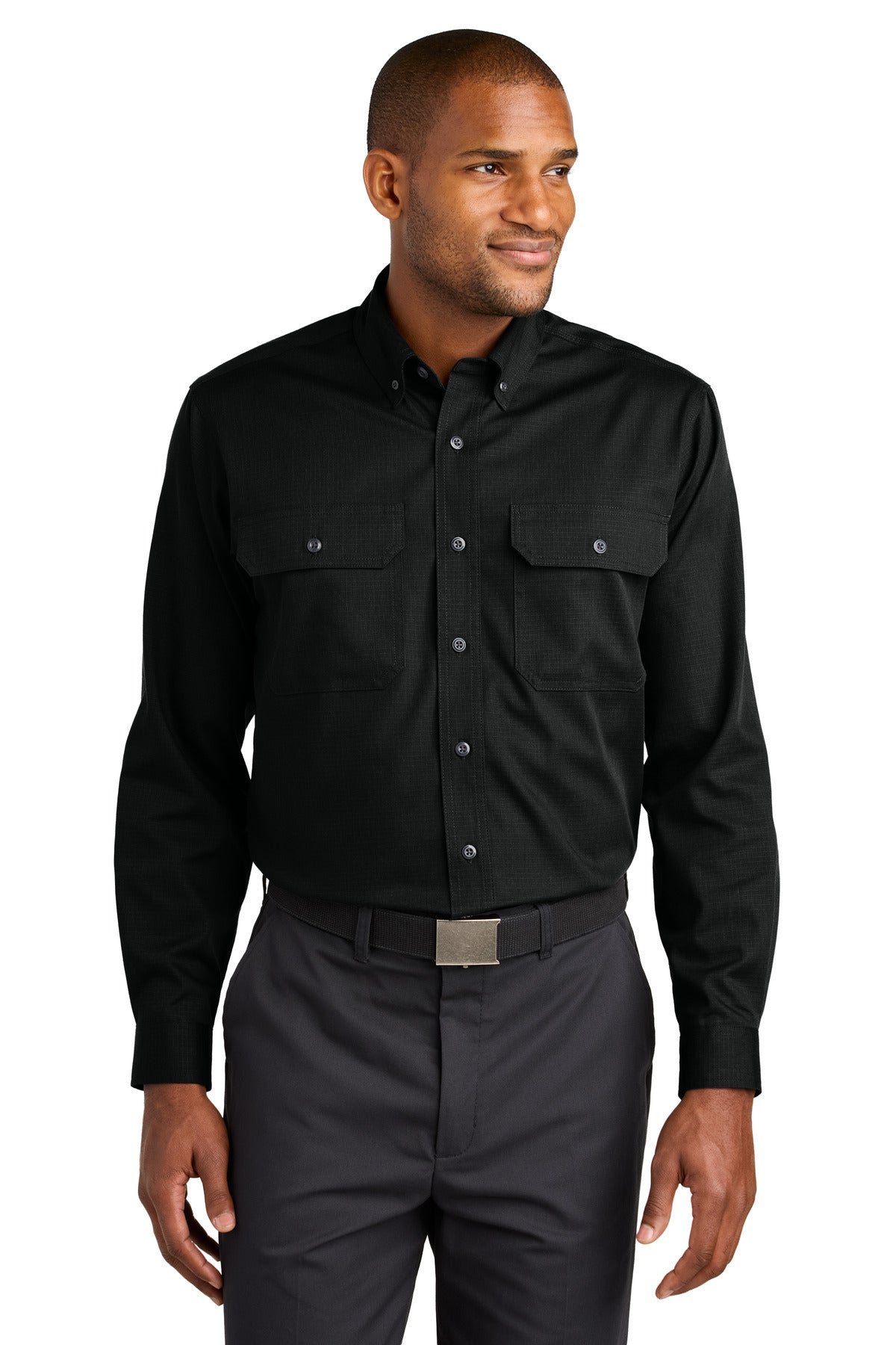 Custom Black Long Sleeve Select Ripstop Shirt CSW174, personalized by SanCanDo Swag in Argyle, TX