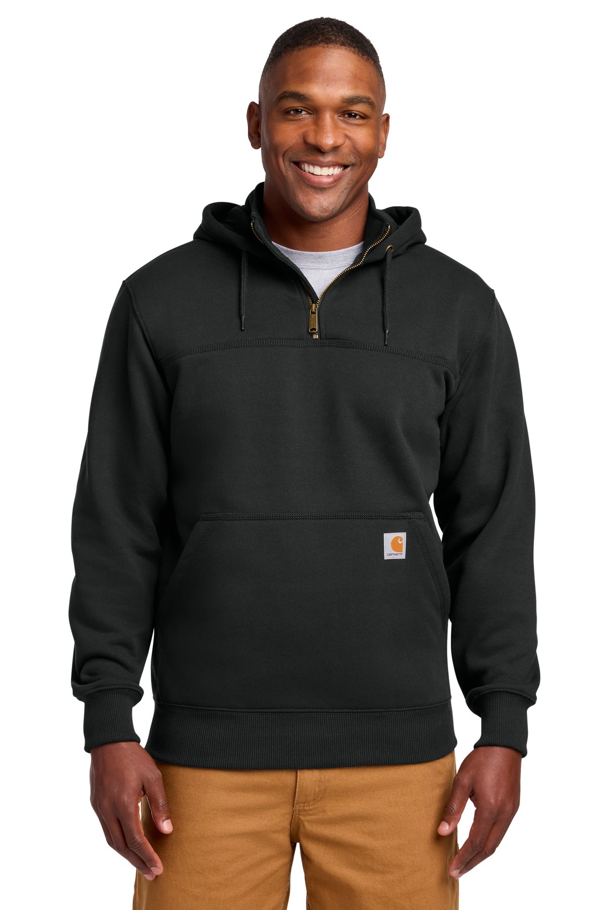 Custom Black Hooded Zip Mock Sweatshirt CT100617, personalized by SanCanDo Swag in Argyle, TX