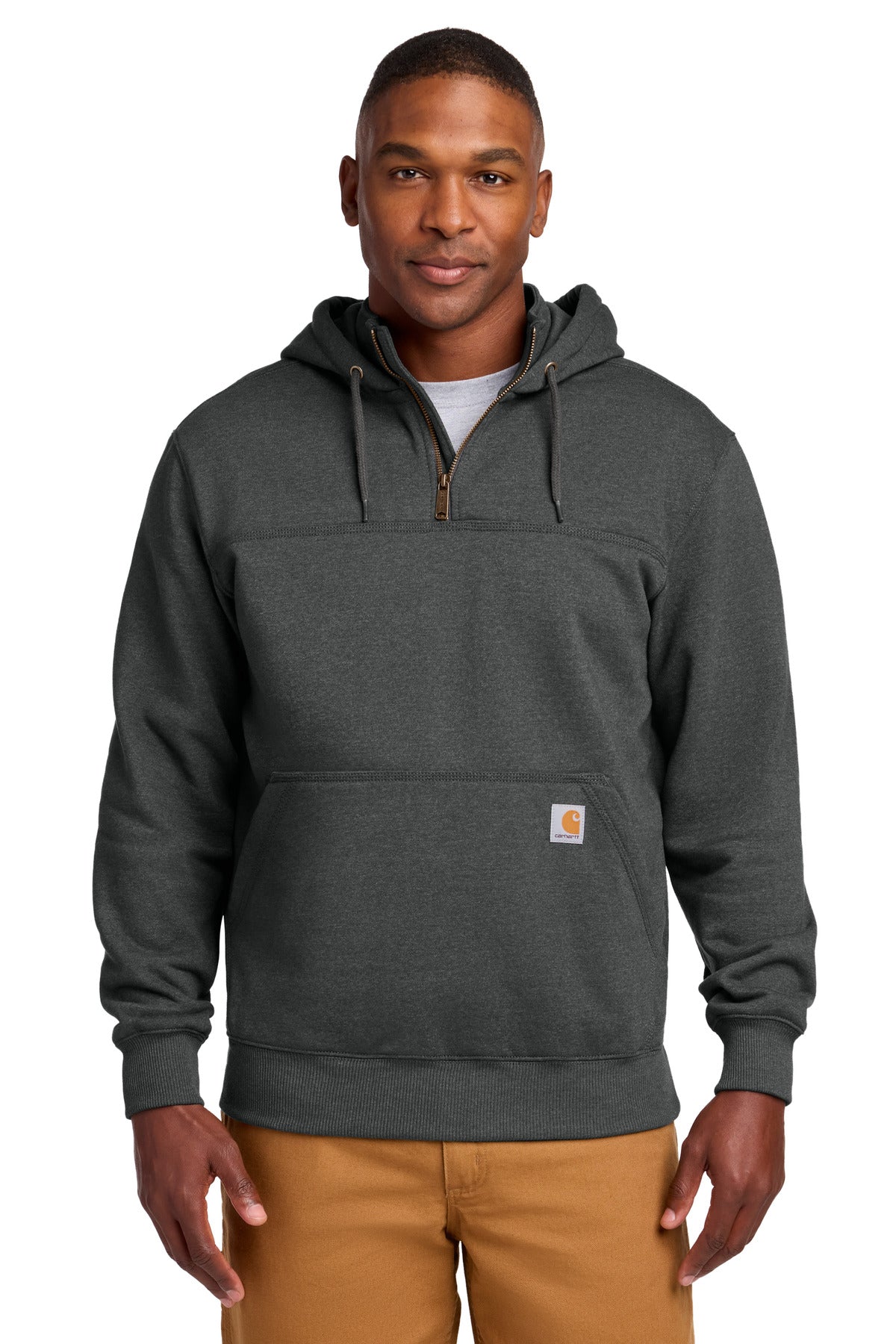 Custom Carbon Heather Hooded Zip Mock Sweatshirt CT100617, personalized by SanCanDo Swag in Argyle, TX
