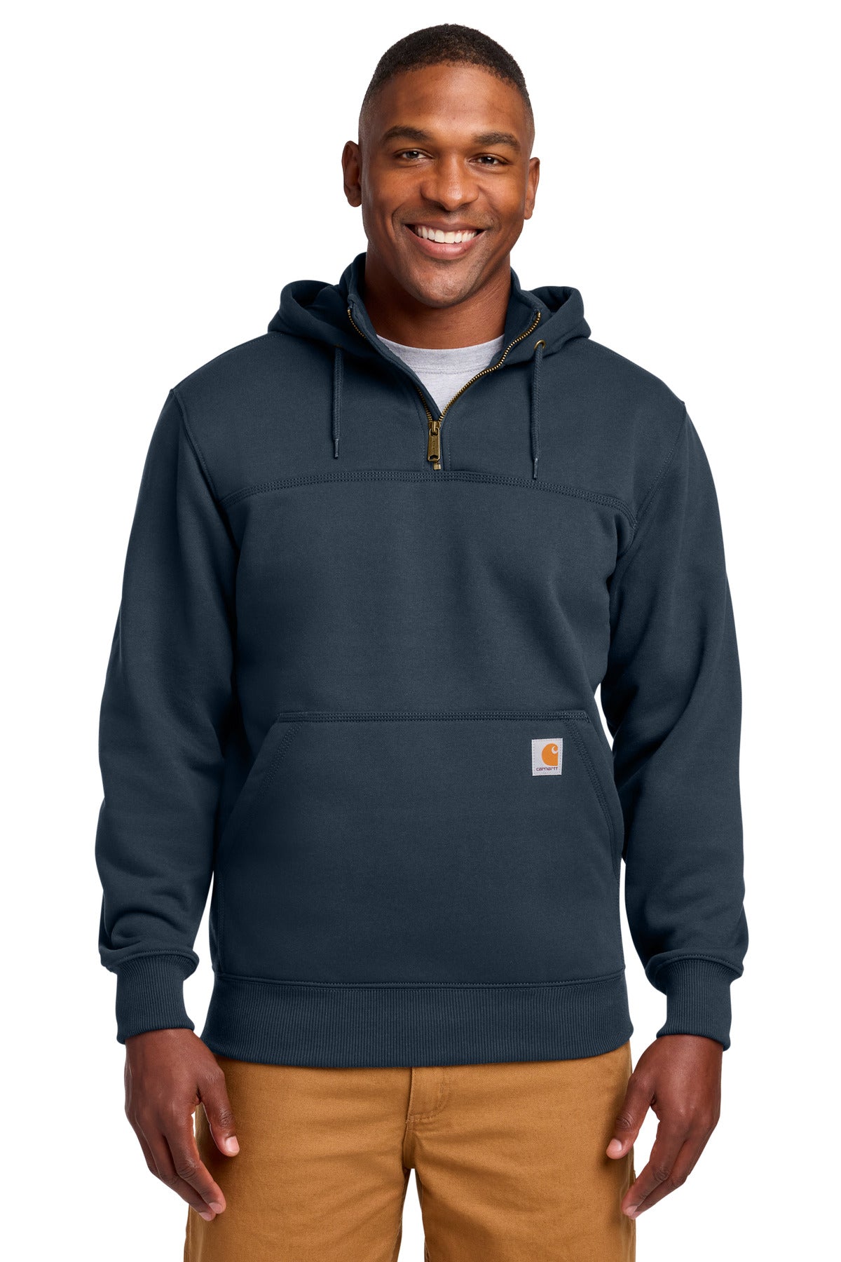Custom New Navy Hooded Zip Mock Sweatshirt CT100617, personalized by SanCanDo Swag in Argyle, TX