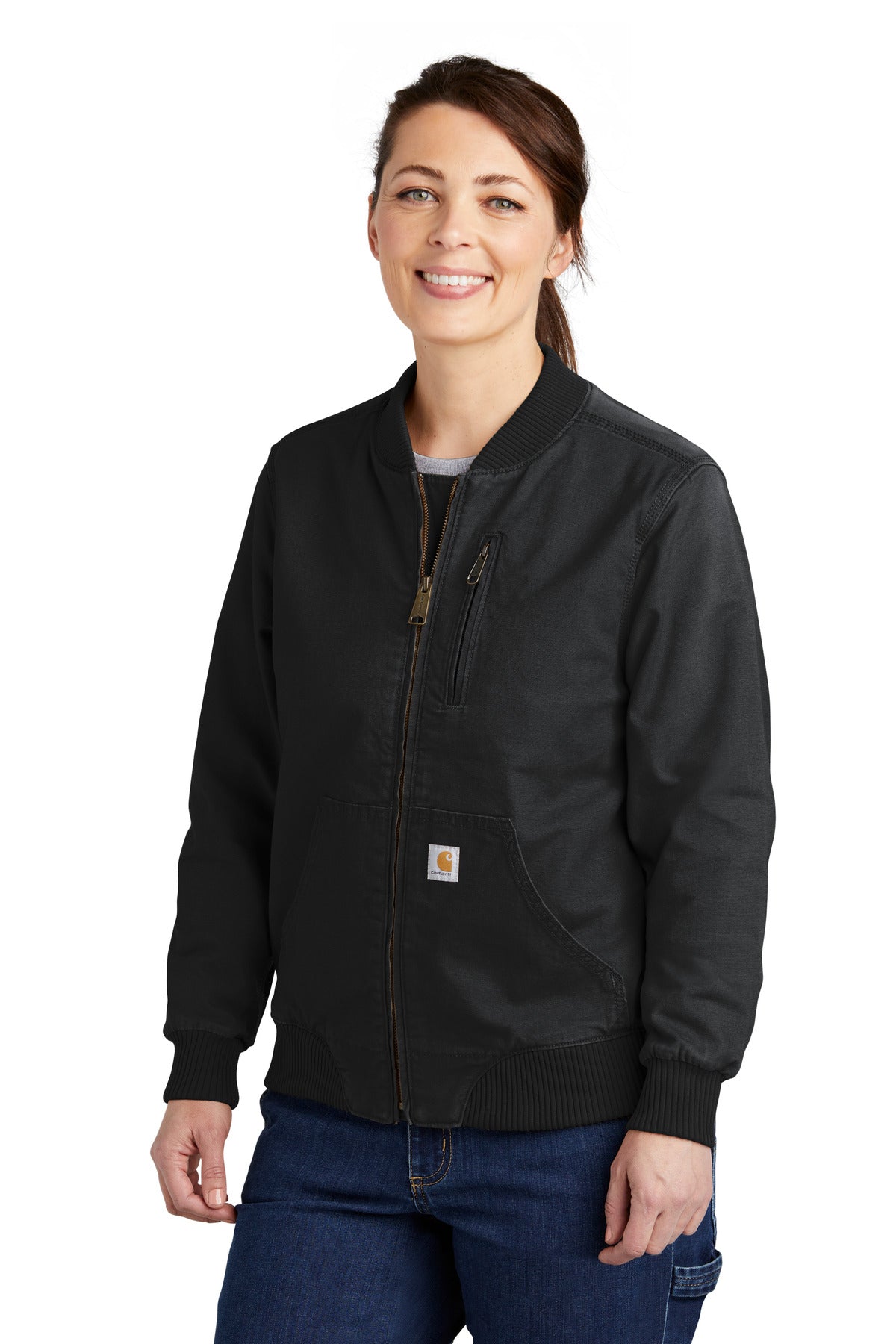 Custom Black Women's Rugged Flex Crawford Jacket CT102524, personalized by SanCanDo Swag in Argyle, TX