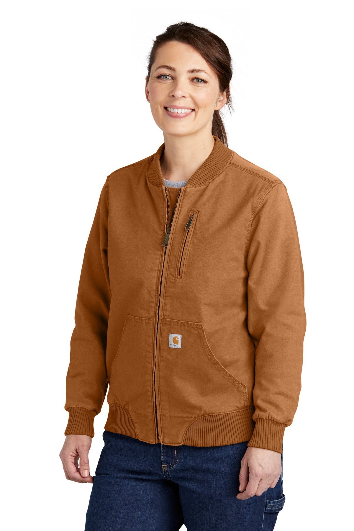 Custom Carhartt Brown Women's Rugged Flex Crawford Jacket CT102524, personalized by SanCanDo Swag in Argyle, TX