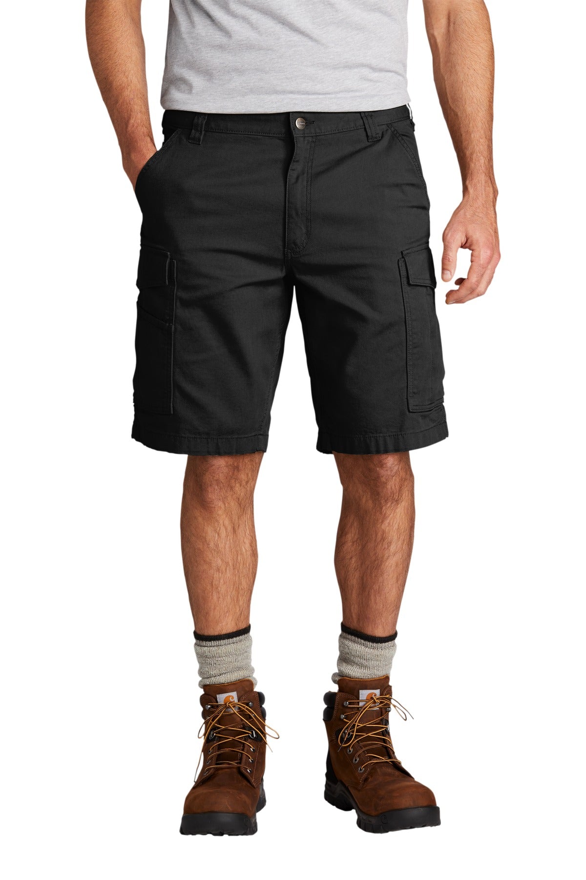 Custom Black Rugged Flex Rigby Cargo Short CT103542, personalized by SanCanDo Swag in Argyle, TX