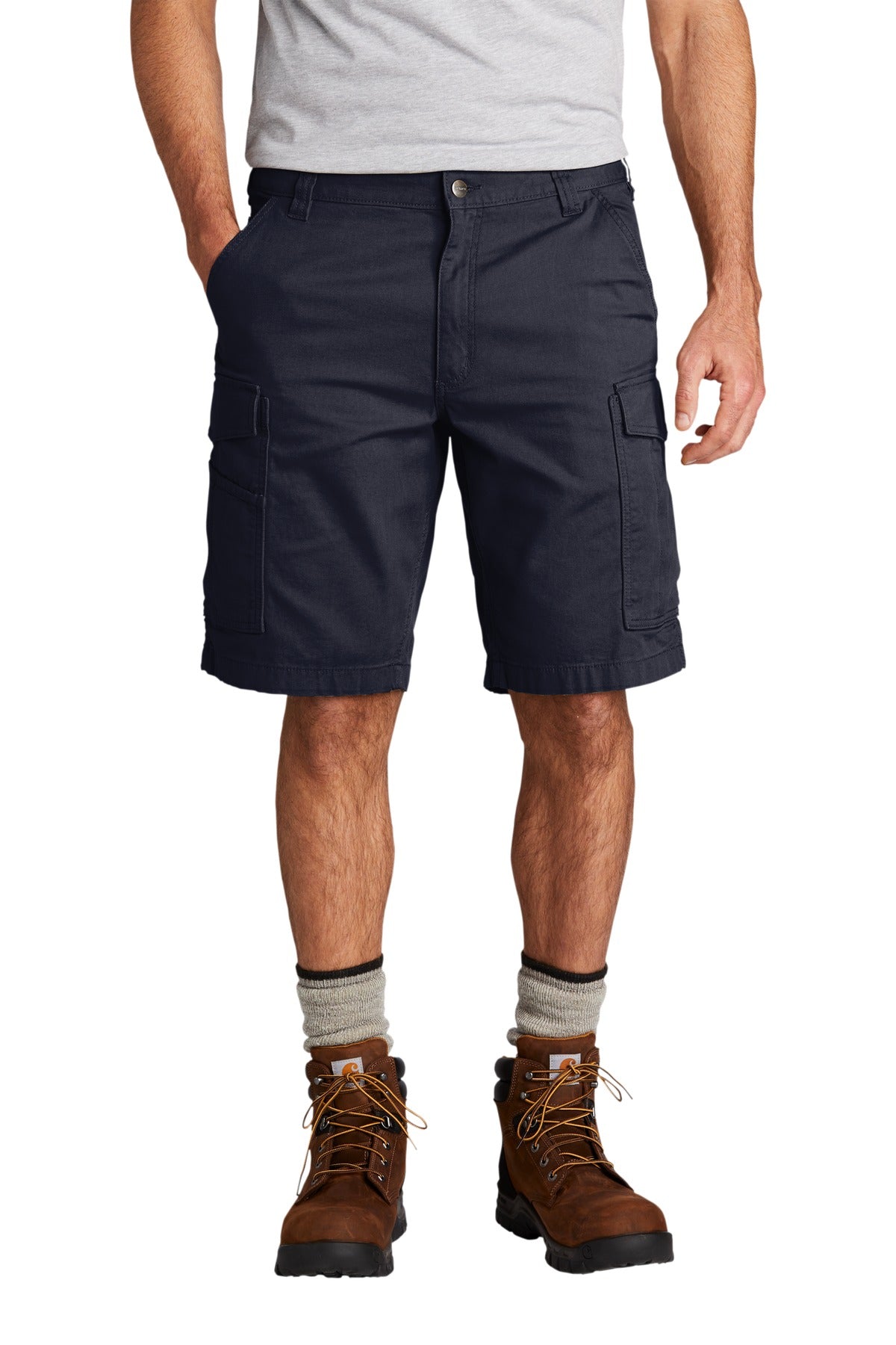 Custom Navy Rugged Flex Rigby Cargo Short CT103542, personalized by SanCanDo Swag in Argyle, TX
