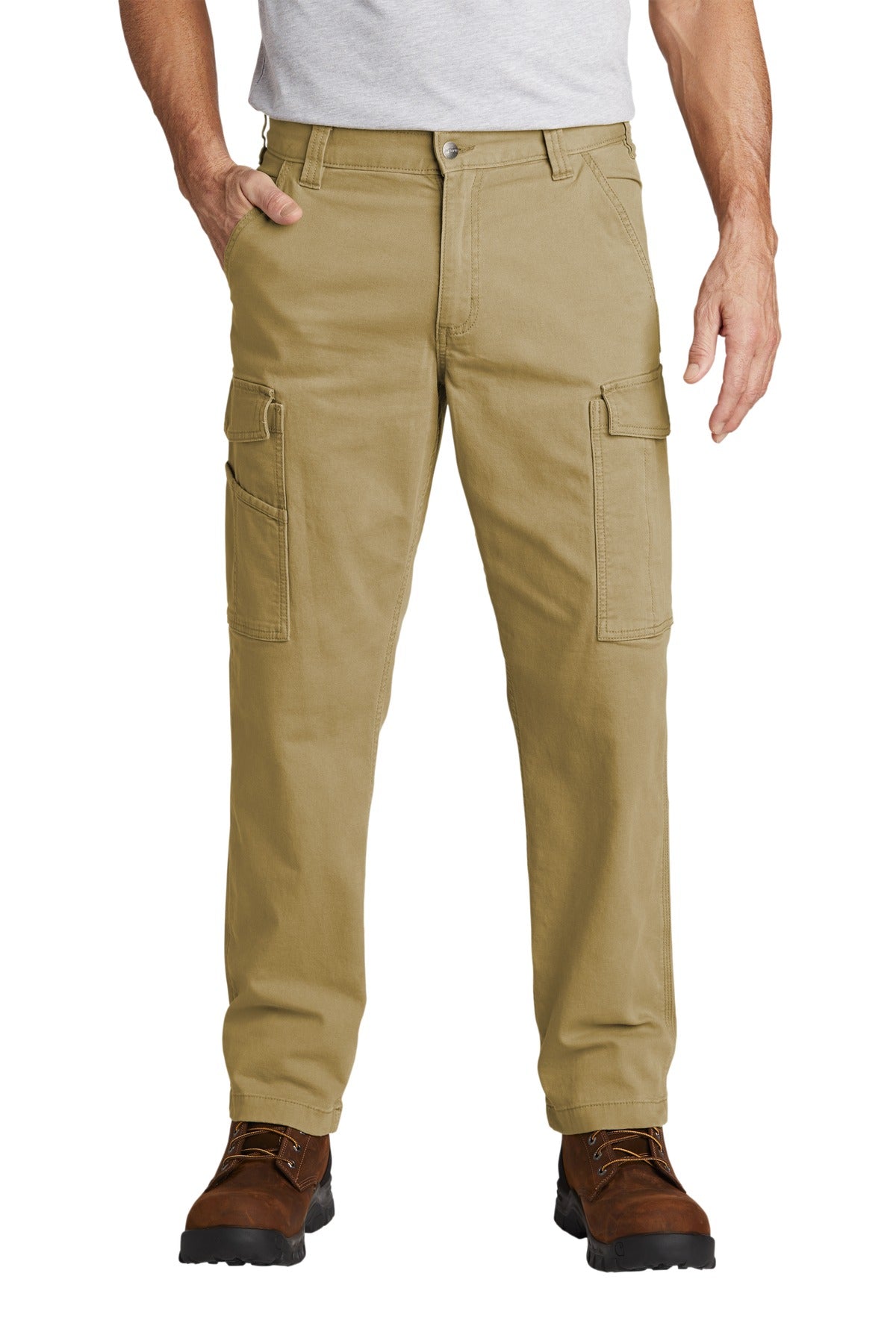 Custom Dark Khaki Rugged Flex Rigby Cargo Pant CT103574, personalized by SanCanDo Swag in Argyle, TX