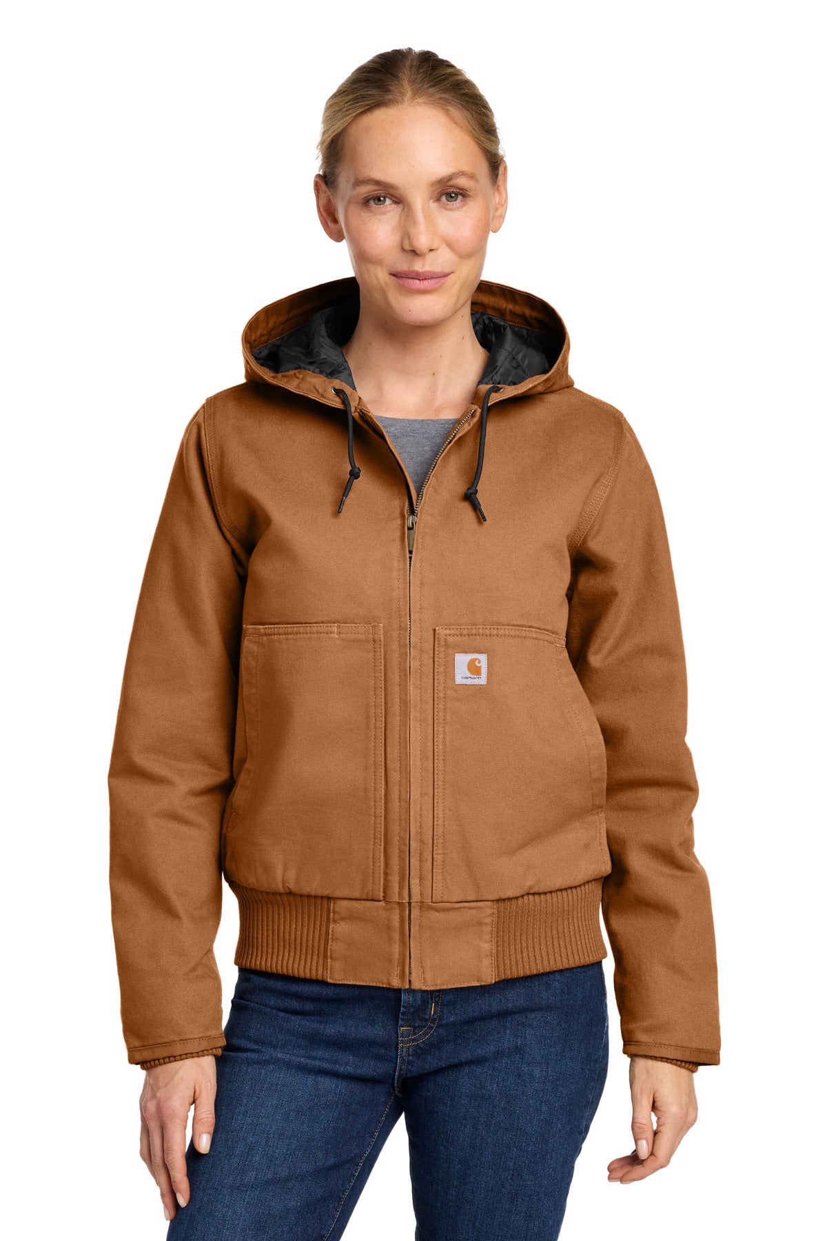 Custom Carhartt Brown Women's Washed Duck Active Jac CT104053, personalized by SanCanDo Swag in Argyle, TX